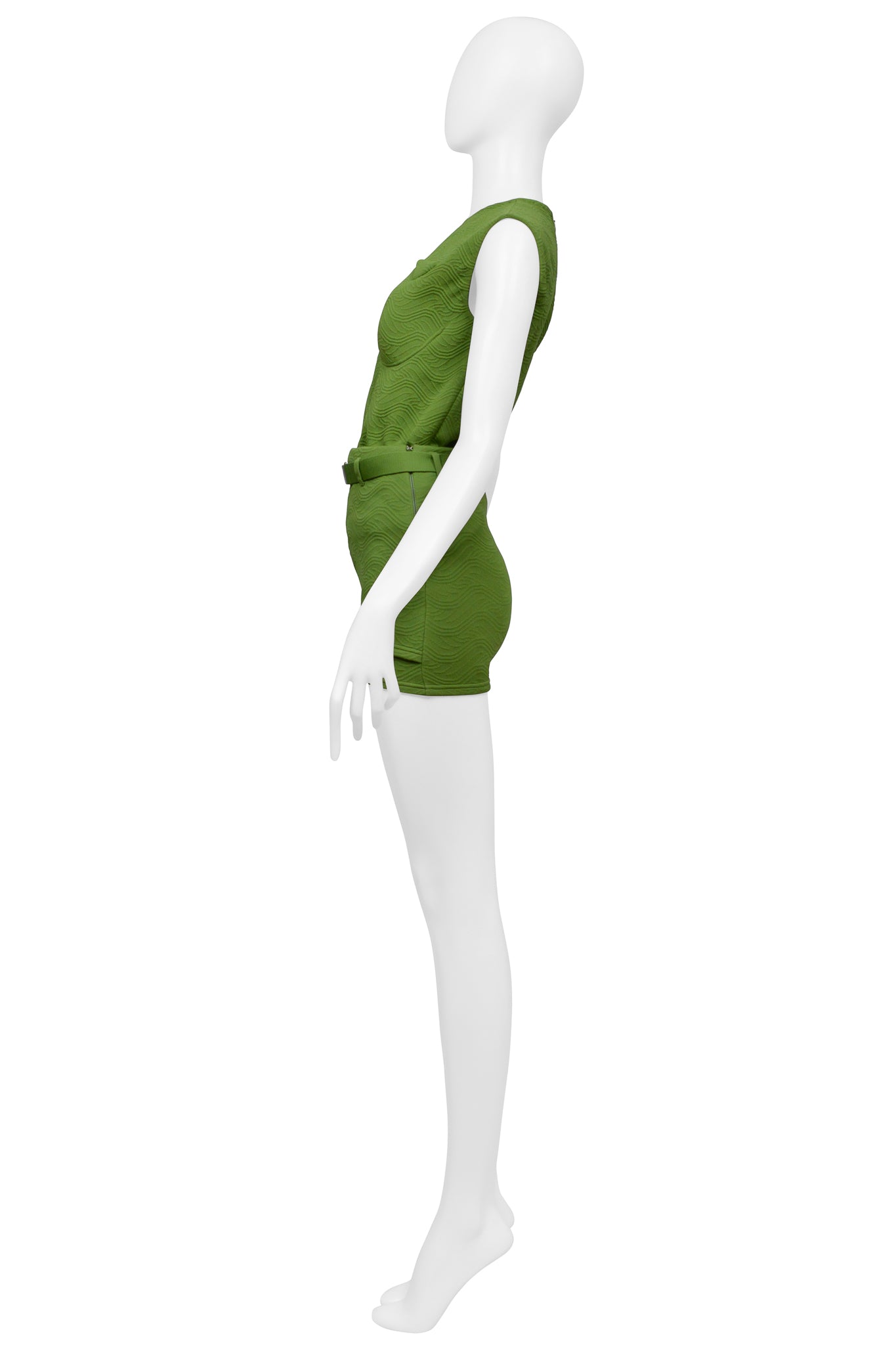 PRADA TEXTURED GREEN TOP AND CULOTTES ENSEMBLE 2021