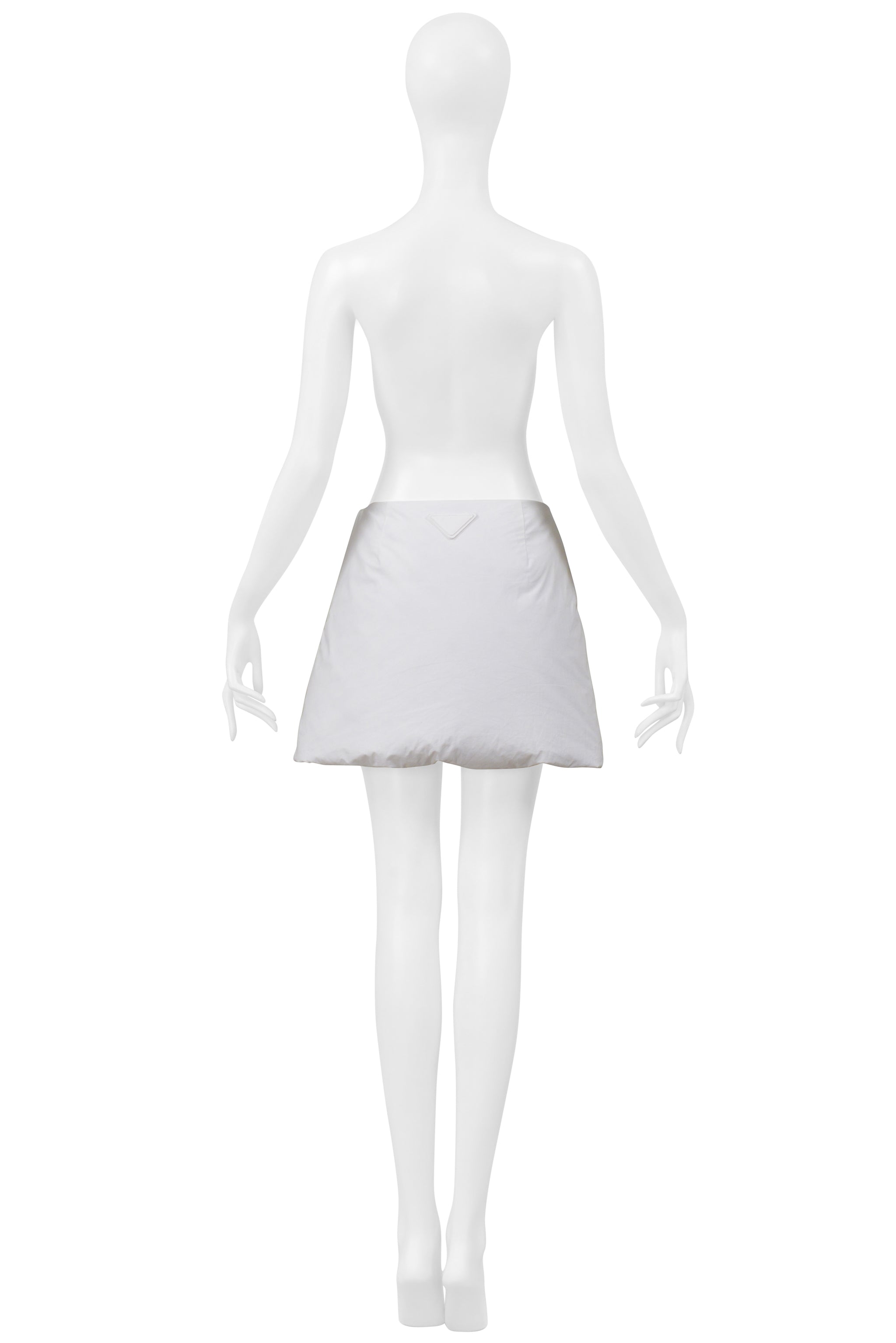 PRADA BY RAF SIMONS WHITE COTTON PADDED JACKET AND MINI SKIRT 2023