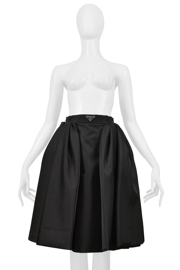 PRADA BY RAF SIMONS RE-NYLON BLACK SKIRT WITH LOGO 2021