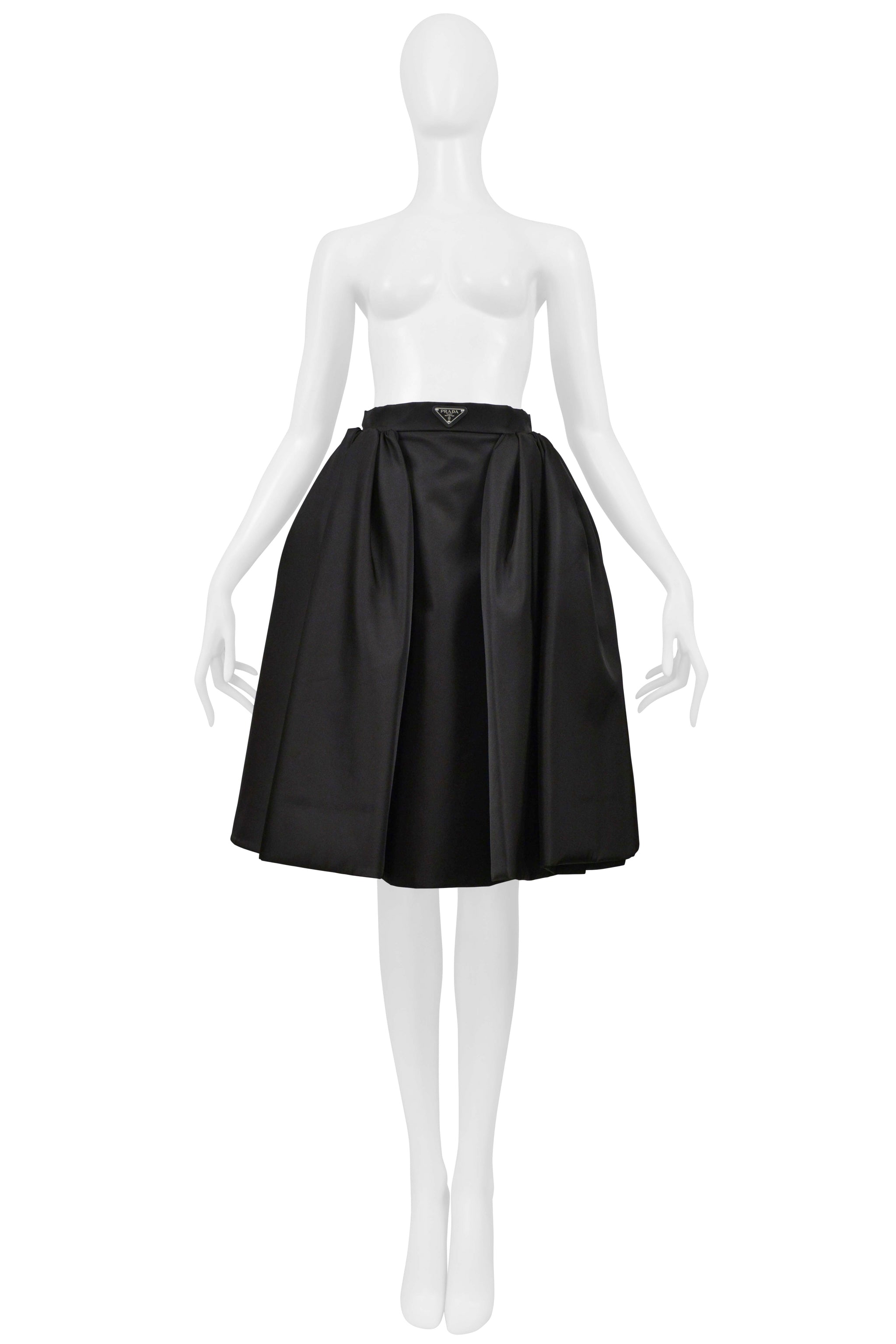 PRADA BY RAF SIMONS RE-NYLON BLACK SKIRT WITH LOGO 2021