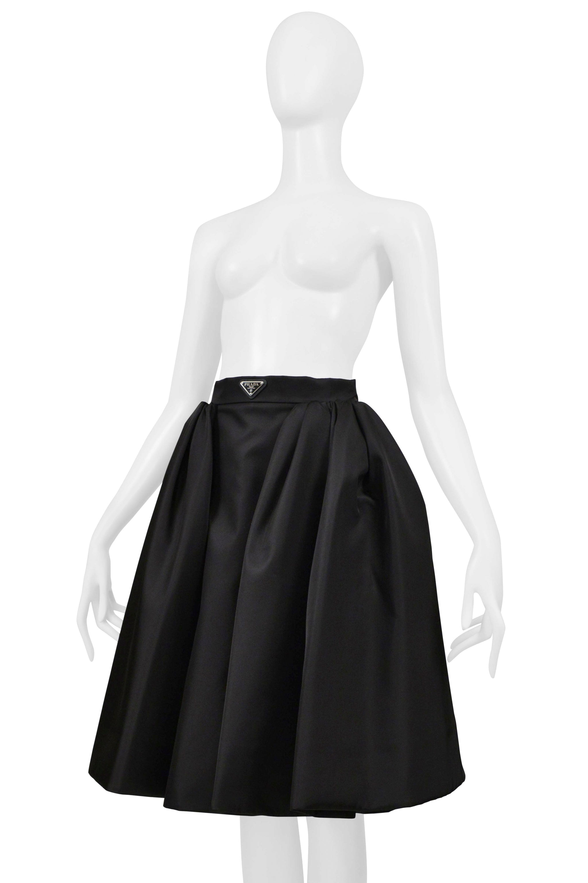PRADA BY RAF SIMONS RE-NYLON BLACK SKIRT WITH LOGO 2021