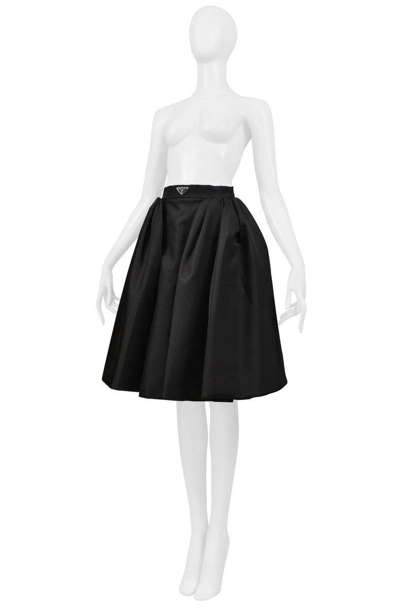PRADA BY RAF SIMONS RE-NYLON BLACK SKIRT WITH LOGO 2021