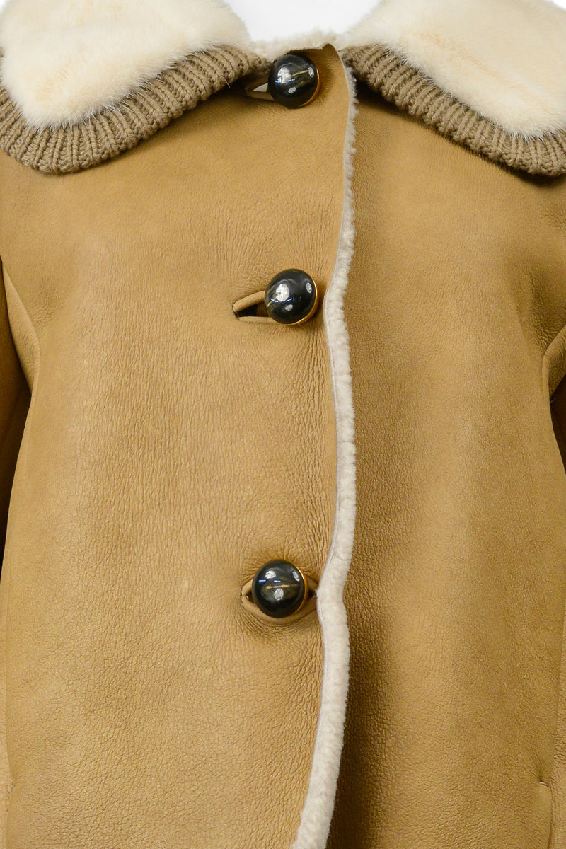 PRADA CAMEL SUEDE & SHEARLING JACKET WITH WHITE MINK COLLAR 2010