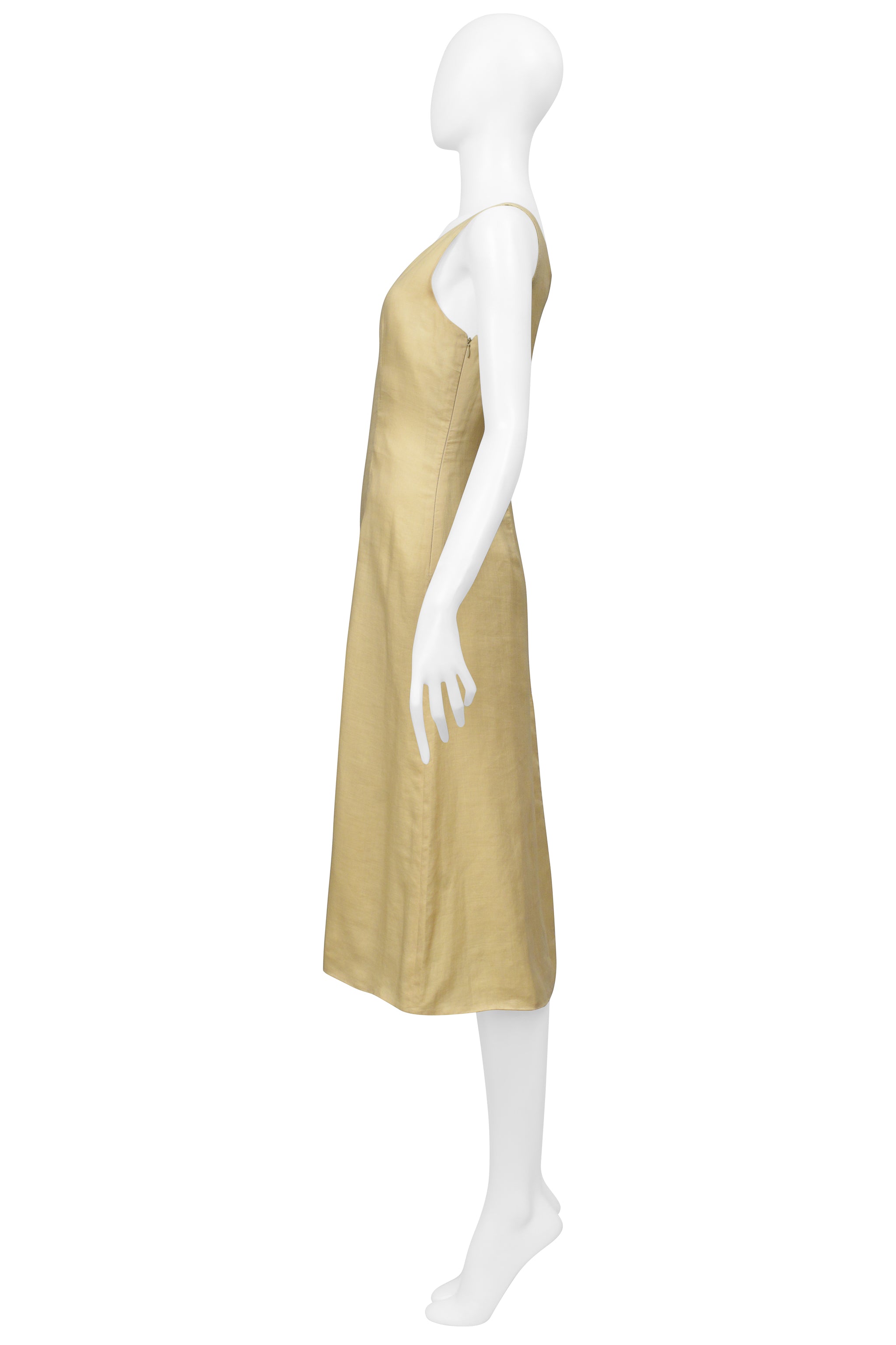 PRADA LIGHT TAN LINEN DRESS 2008