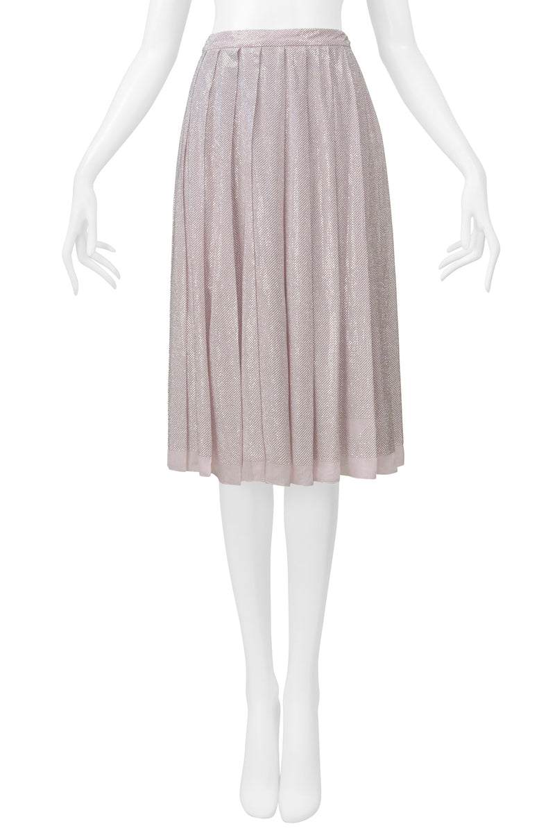 PRADA ICED LILAC CRYSTAL BEADED PLEATED SKIRT