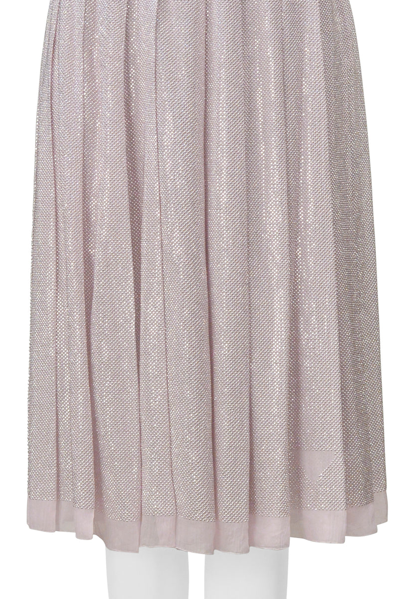 PRADA ICED LILAC CRYSTAL BEADED PLEATED SKIRT