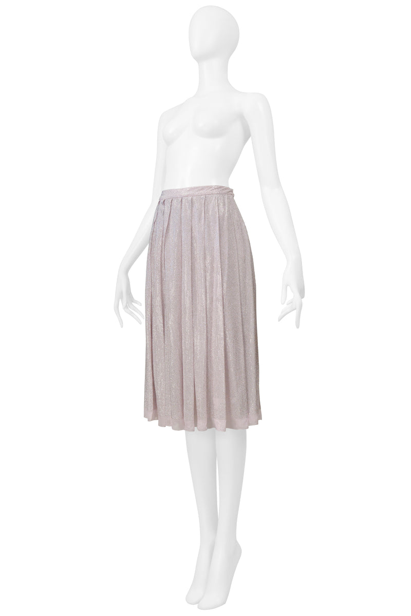 PRADA ICED LILAC CRYSTAL BEADED PLEATED SKIRT