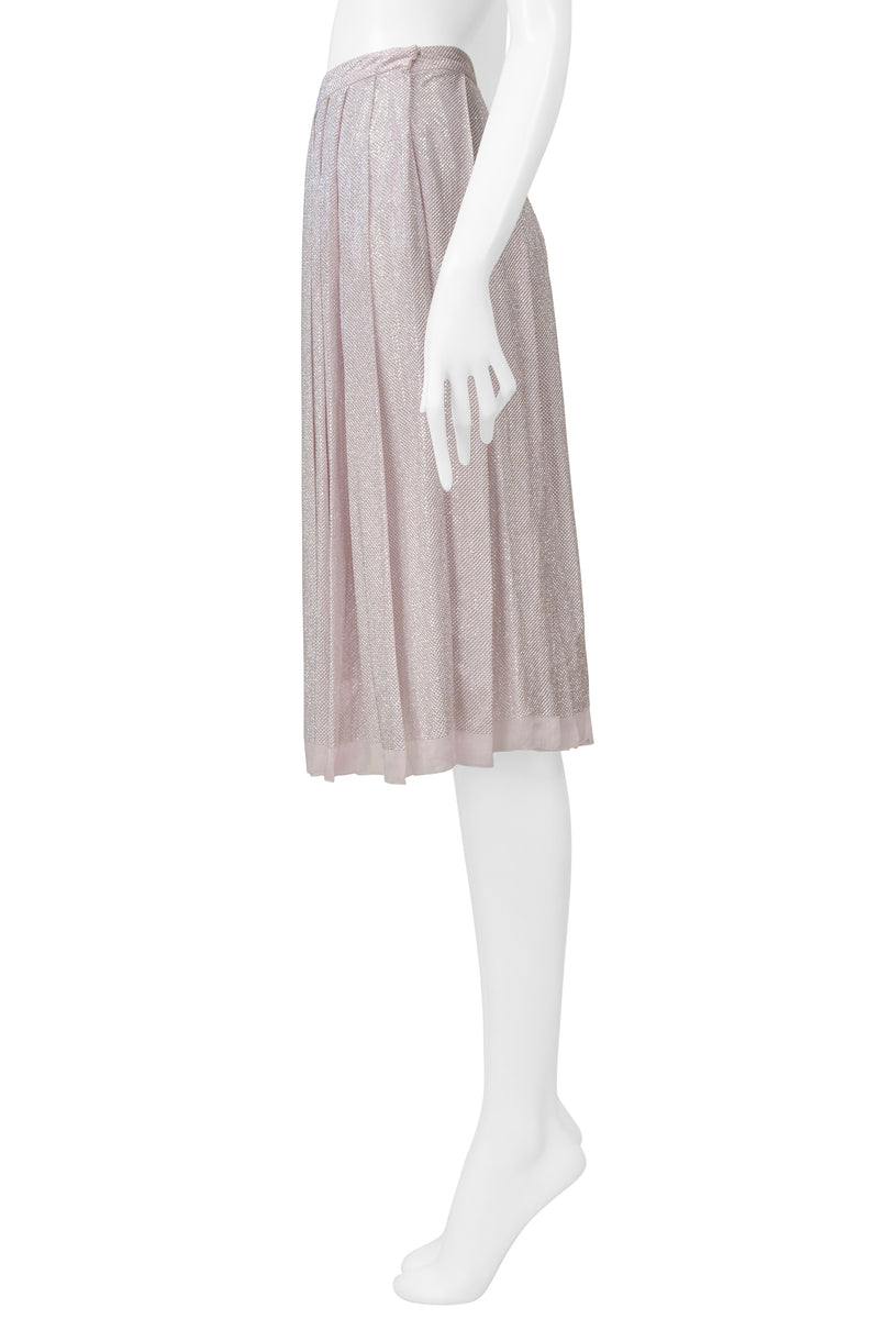 PRADA ICED LILAC CRYSTAL BEADED PLEATED SKIRT