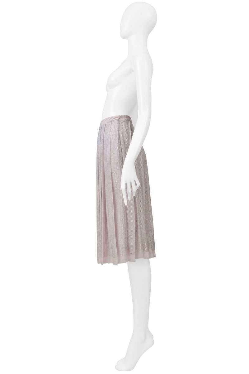 PRADA ICED LILAC CRYSTAL BEADED PLEATED SKIRT