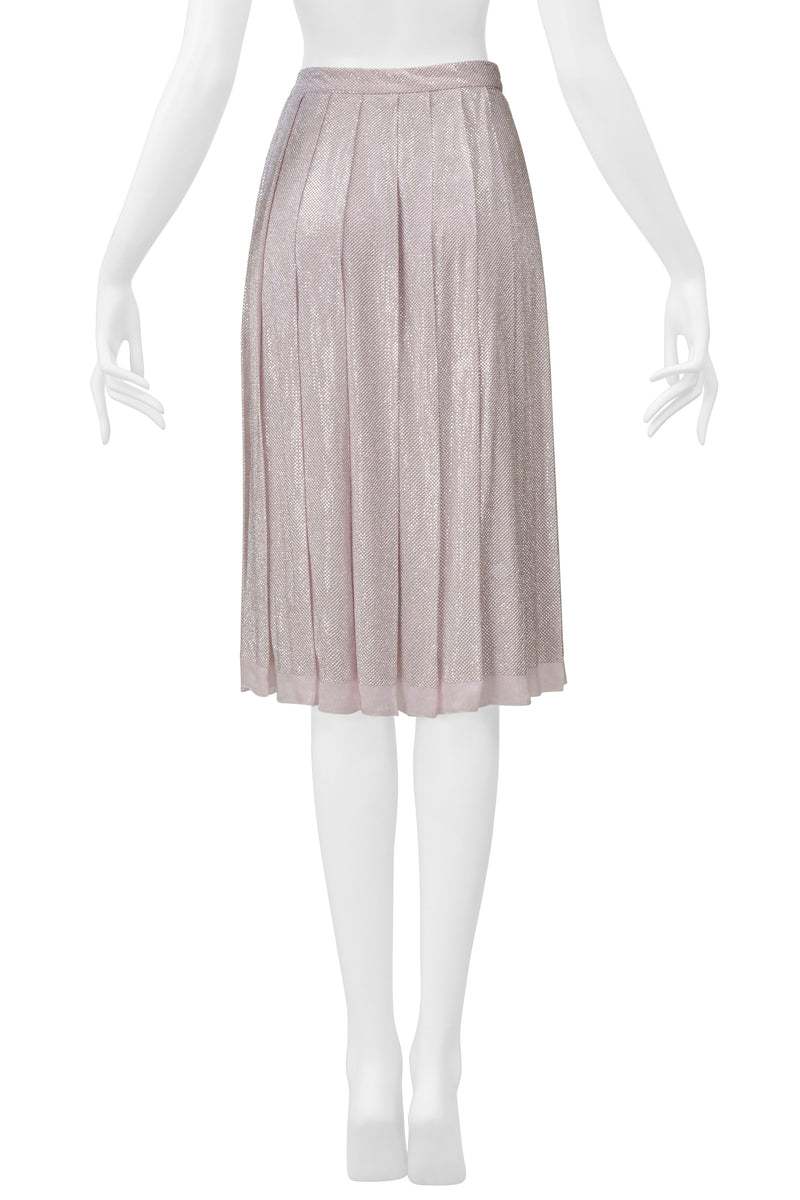 PRADA ICED LILAC CRYSTAL BEADED PLEATED SKIRT