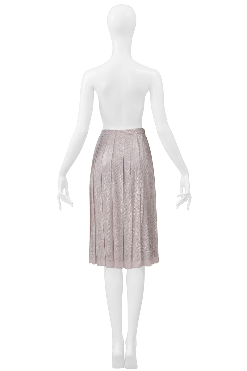 PRADA ICED LILAC CRYSTAL BEADED PLEATED SKIRT