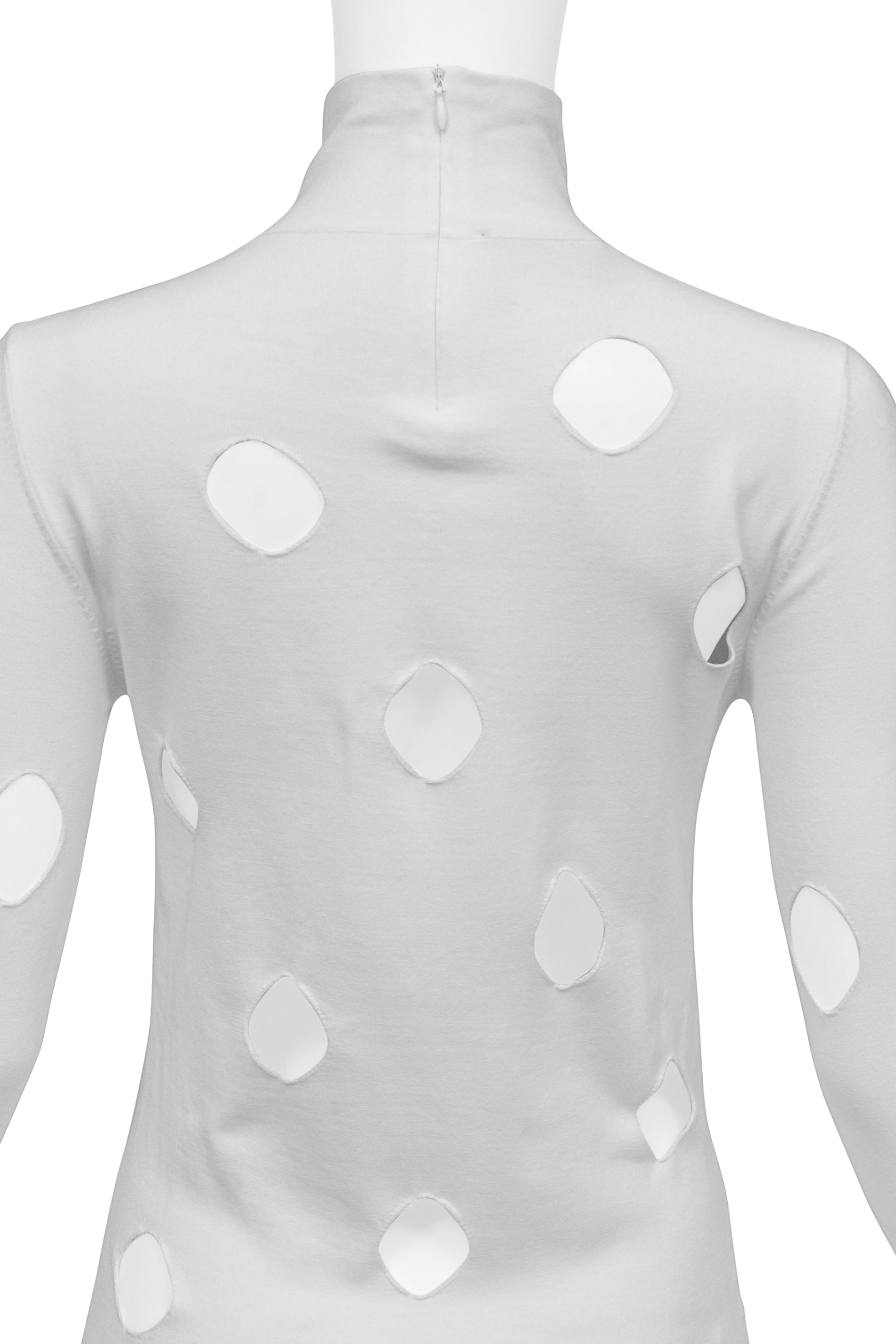 PRADA WHITE CUTOUT KNIT SWEATER WITH HIGH NECK PRADA WHITE CUTOUT KNIT SWEATER WITH HIGH NECK