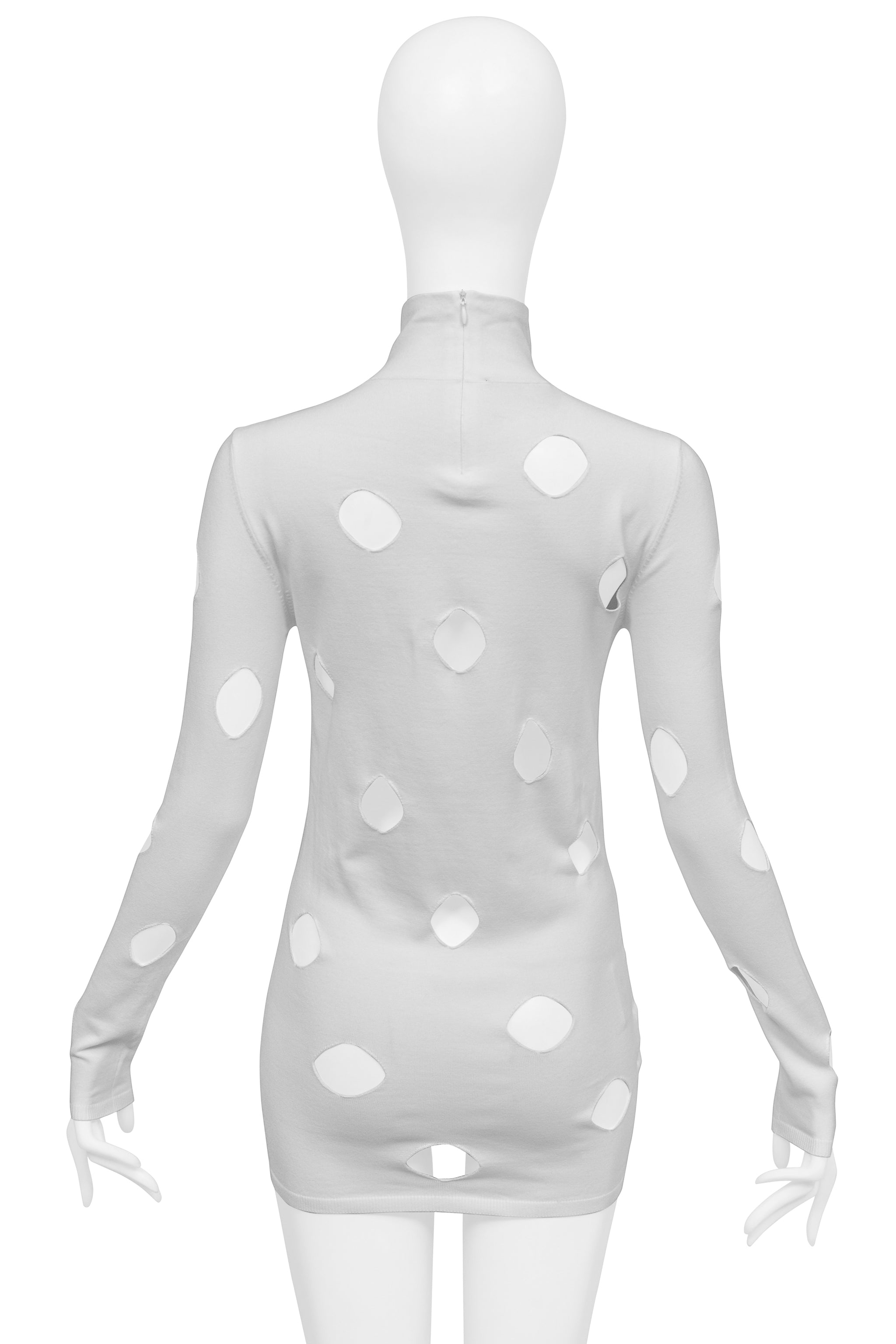 PRADA WHITE CUTOUT KNIT SWEATER WITH HIGH NECK PRADA WHITE CUTOUT KNIT SWEATER WITH HIGH NECK