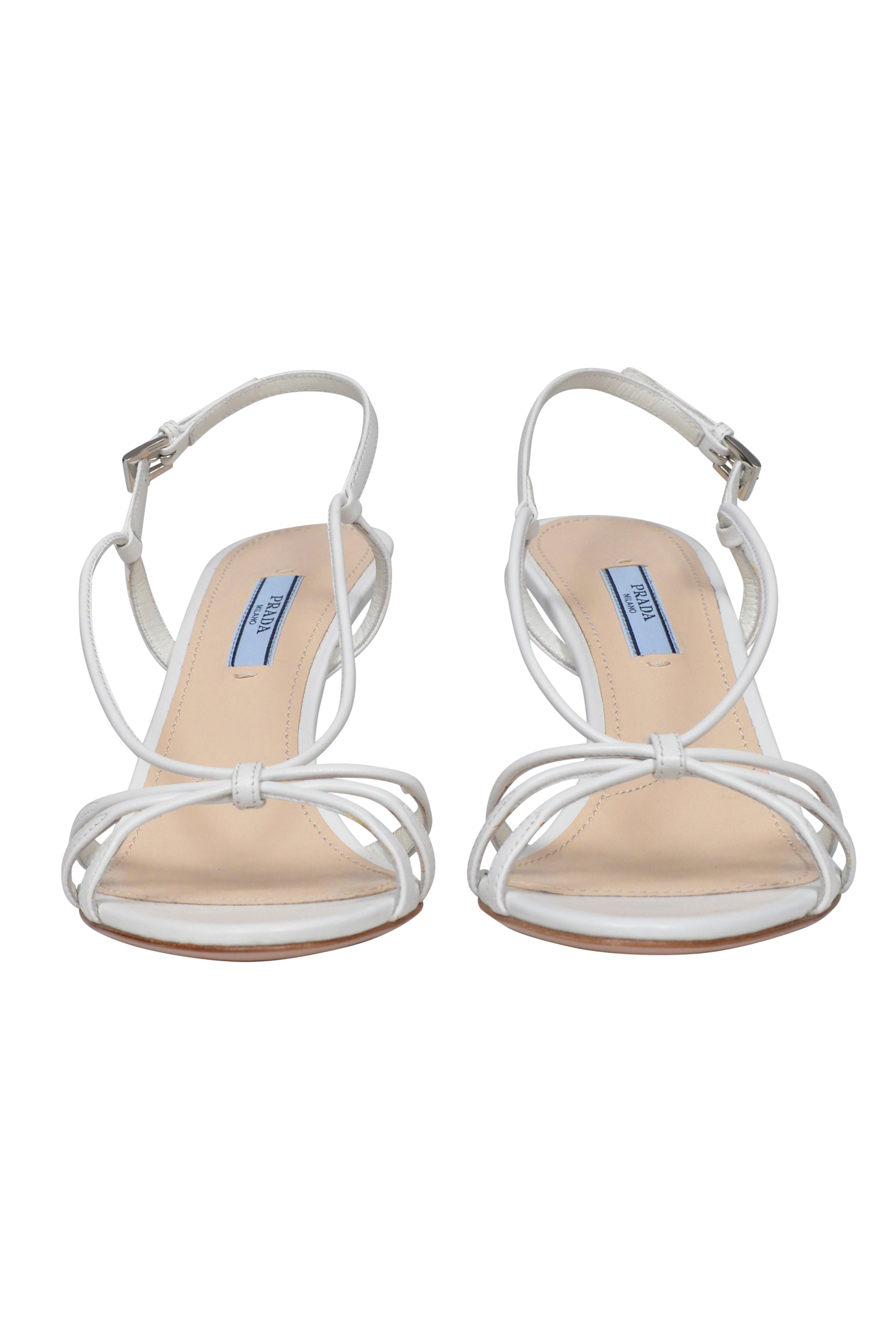 PRADA WHITE STRAPPY HEELS