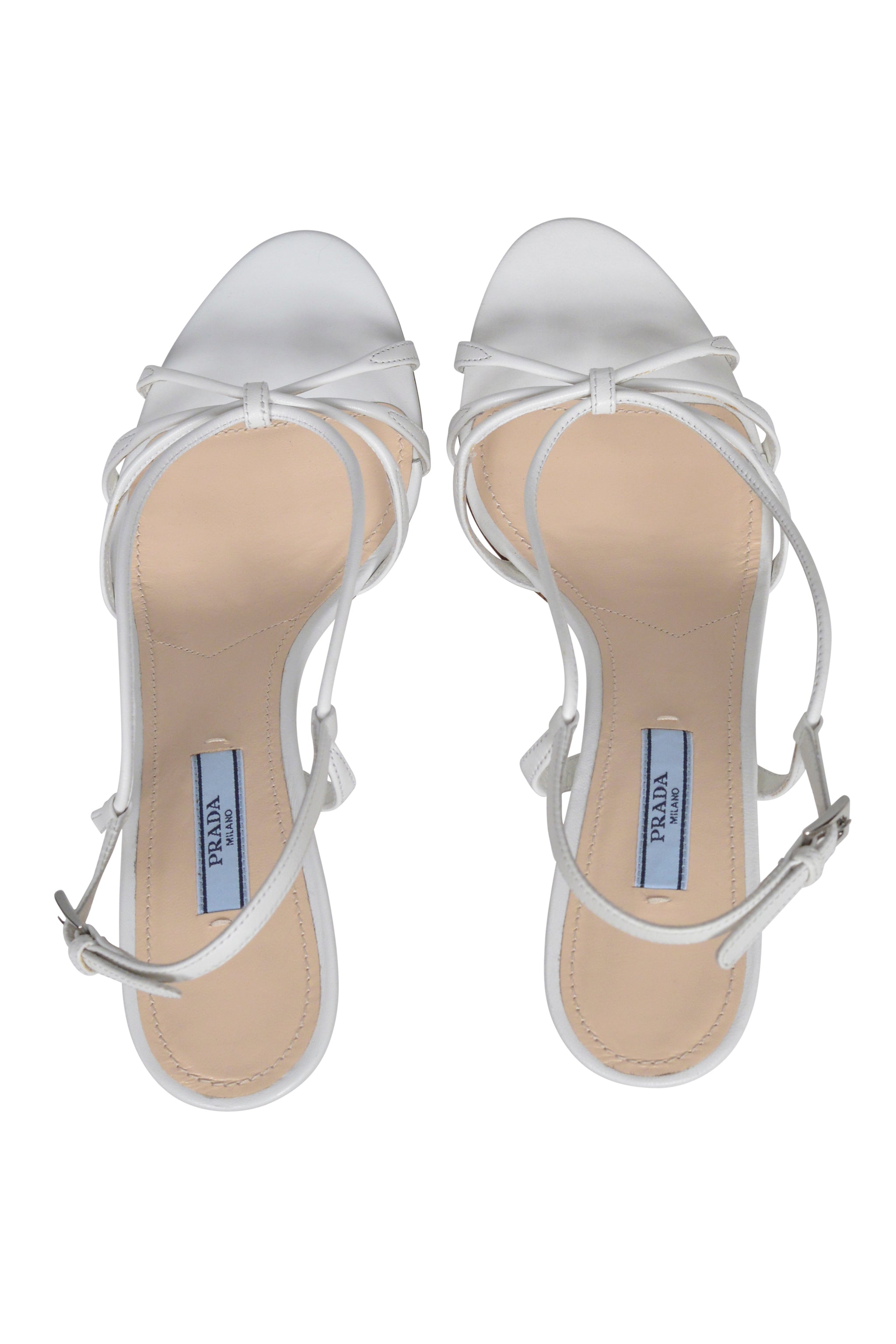 PRADA WHITE STRAPPY HEELS