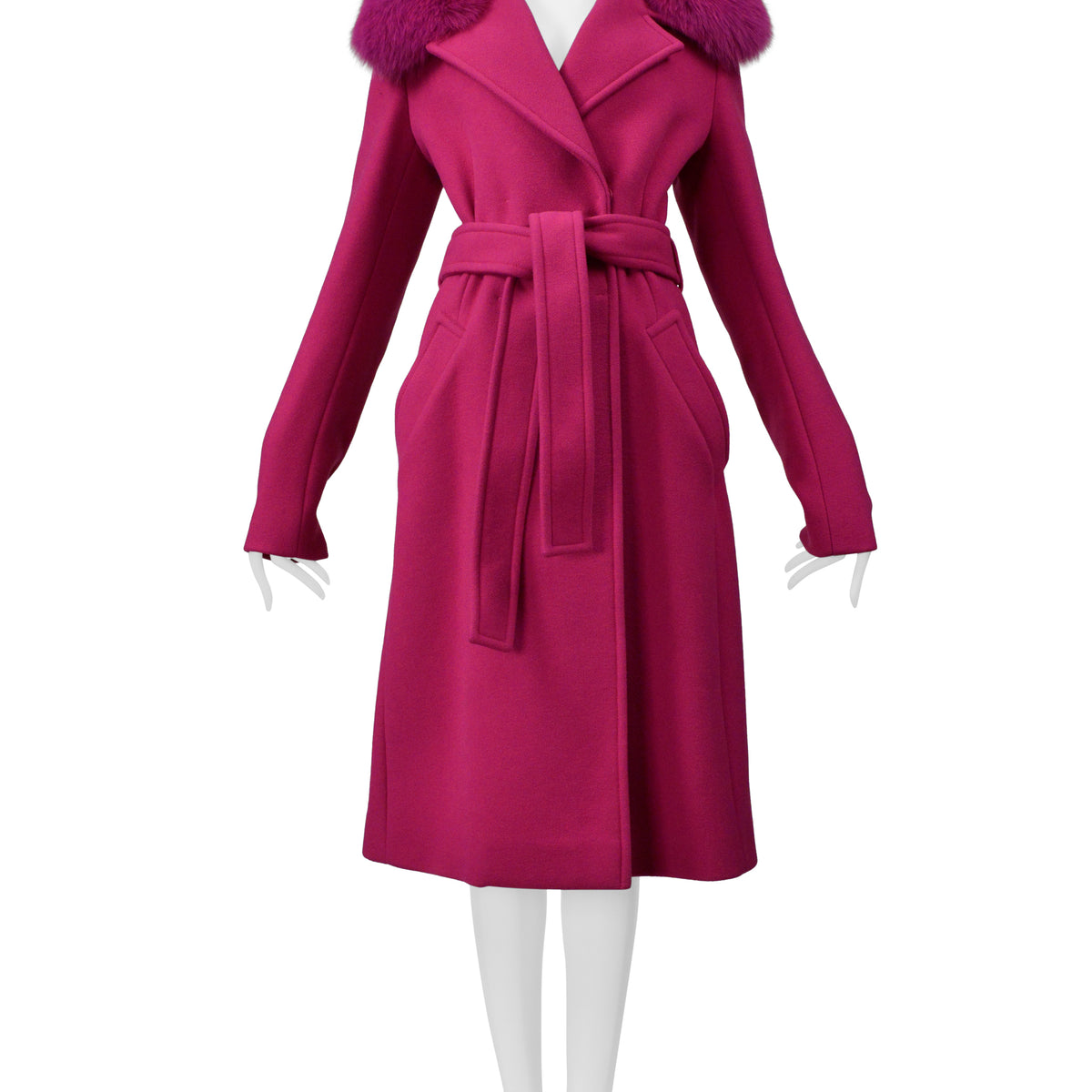 PUCCI PINK COAT WITH PINK FOX FUR COLLAR PUCCI PINK COAT WITH PINK FOX FUR COLLAR