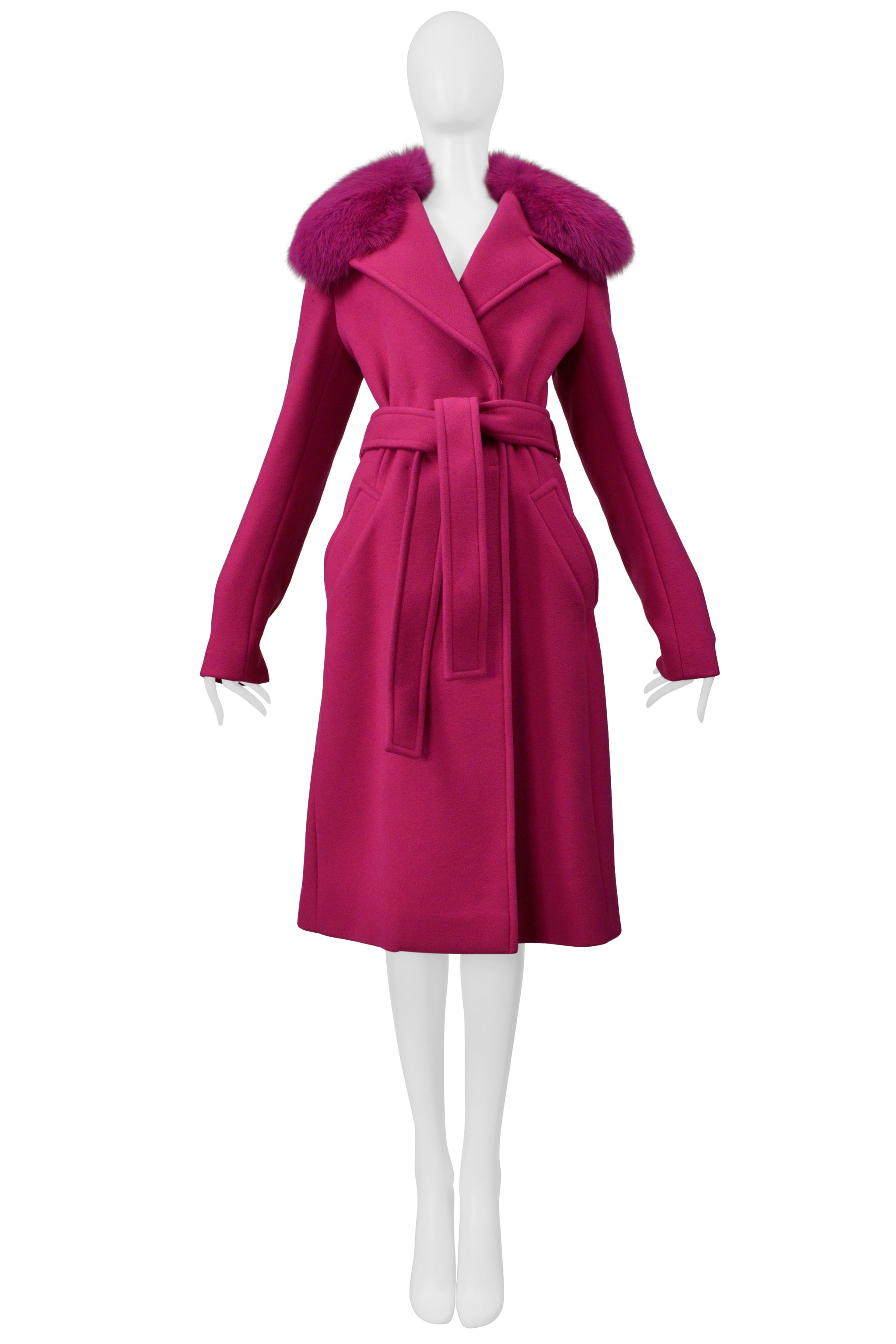 PUCCI PINK COAT WITH PINK FOX FUR COLLAR