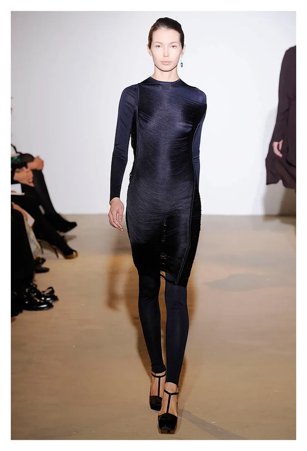 JIL SANDER BY RAF SIMONS BLACK FRINGE DRESS 2009