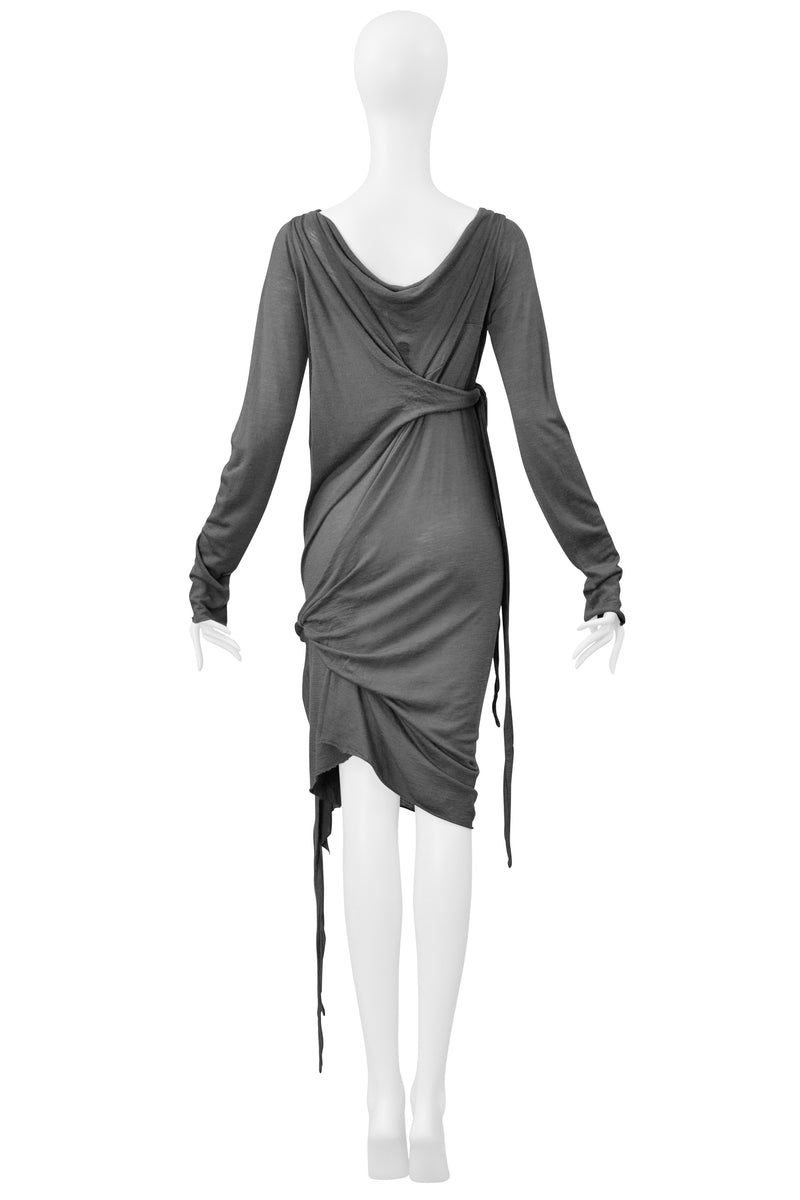 RICK OWENS GRAY FINE KNIT KNOT DRESS 2006
