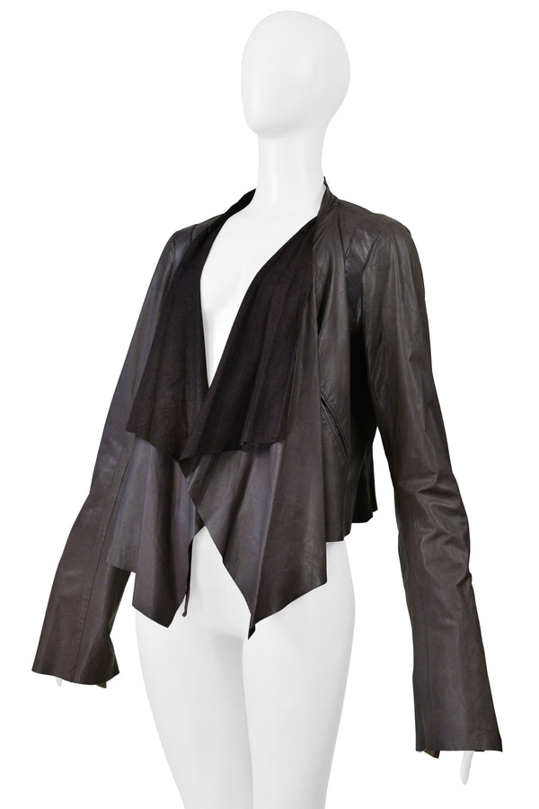 RICK OWENS EXTRA FINE BROWN LEATHER JACKET 2004