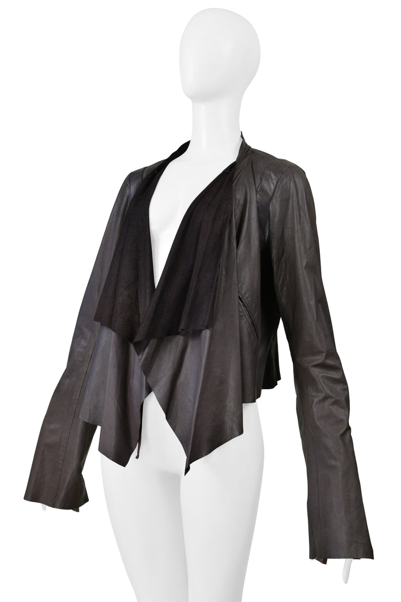 RICK OWENS EXTRA FINE BROWN LEATHER JACKET 2004