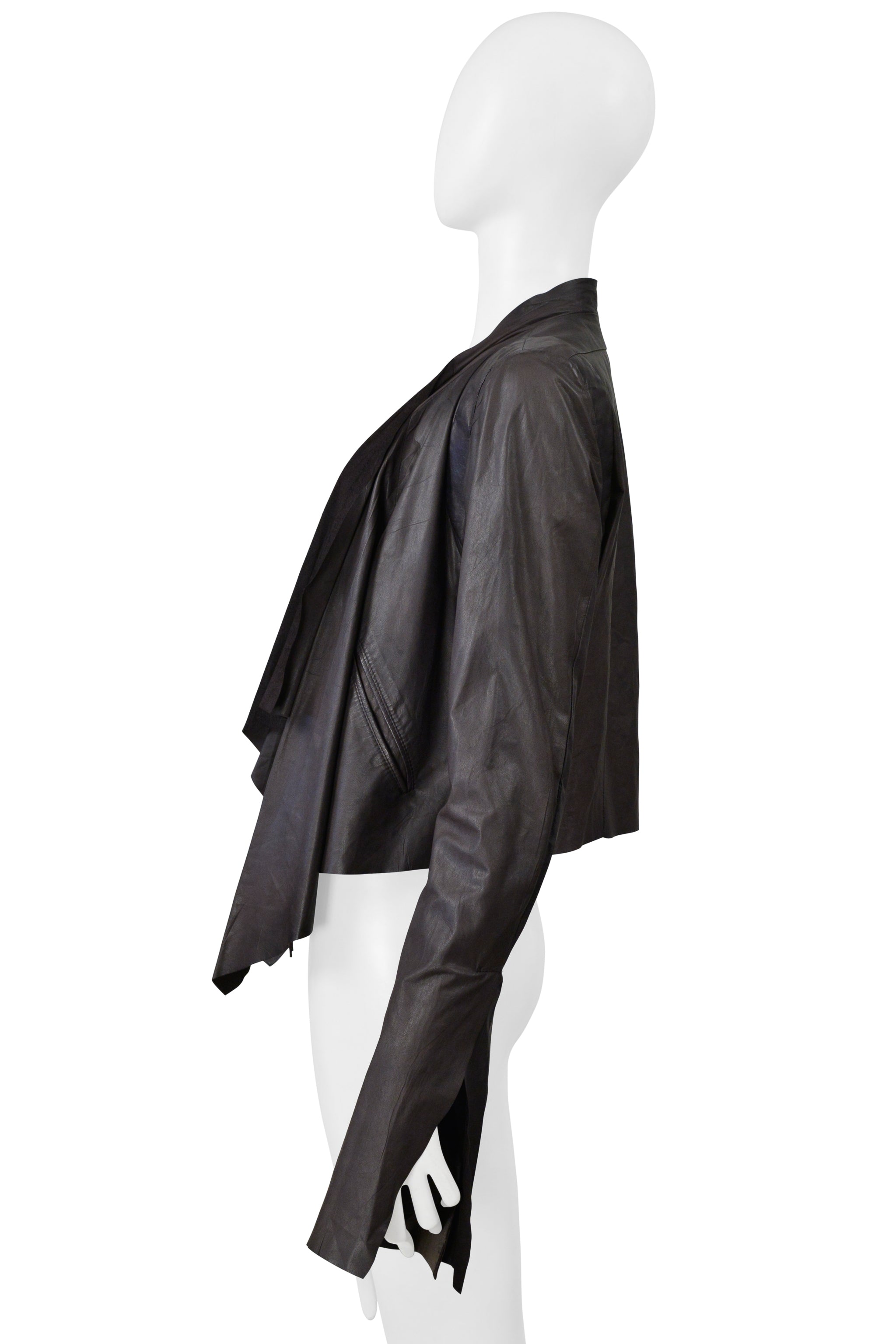 RICK OWENS EXTRA FINE BROWN LEATHER JACKET 2004