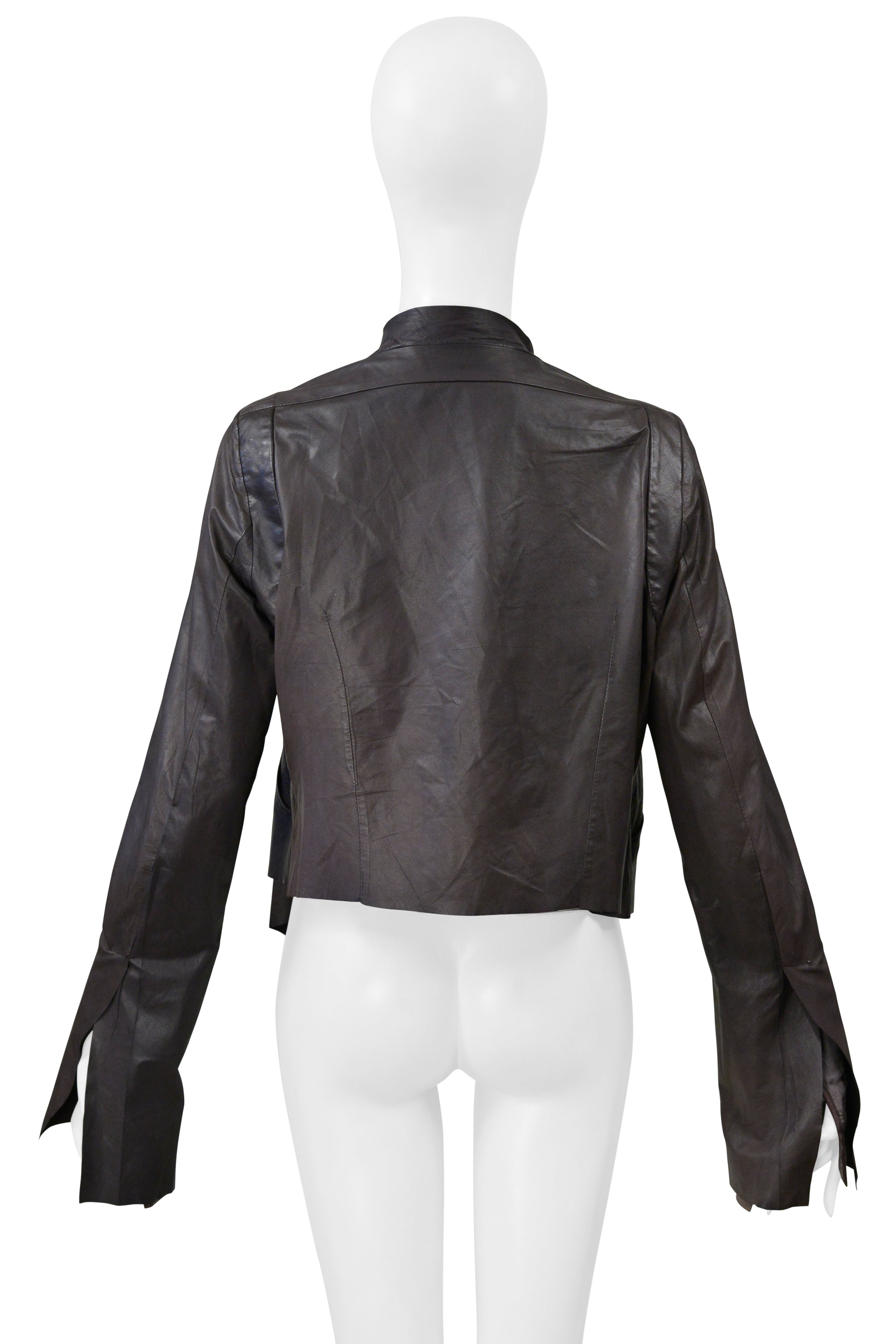 RICK OWENS EXTRA FINE BROWN LEATHER JACKET 2004