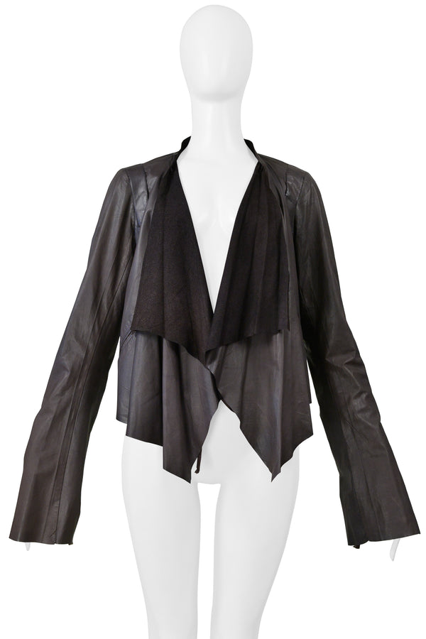 RICK OWENS EXTRA FINE BROWN LEATHER JACKET 2004