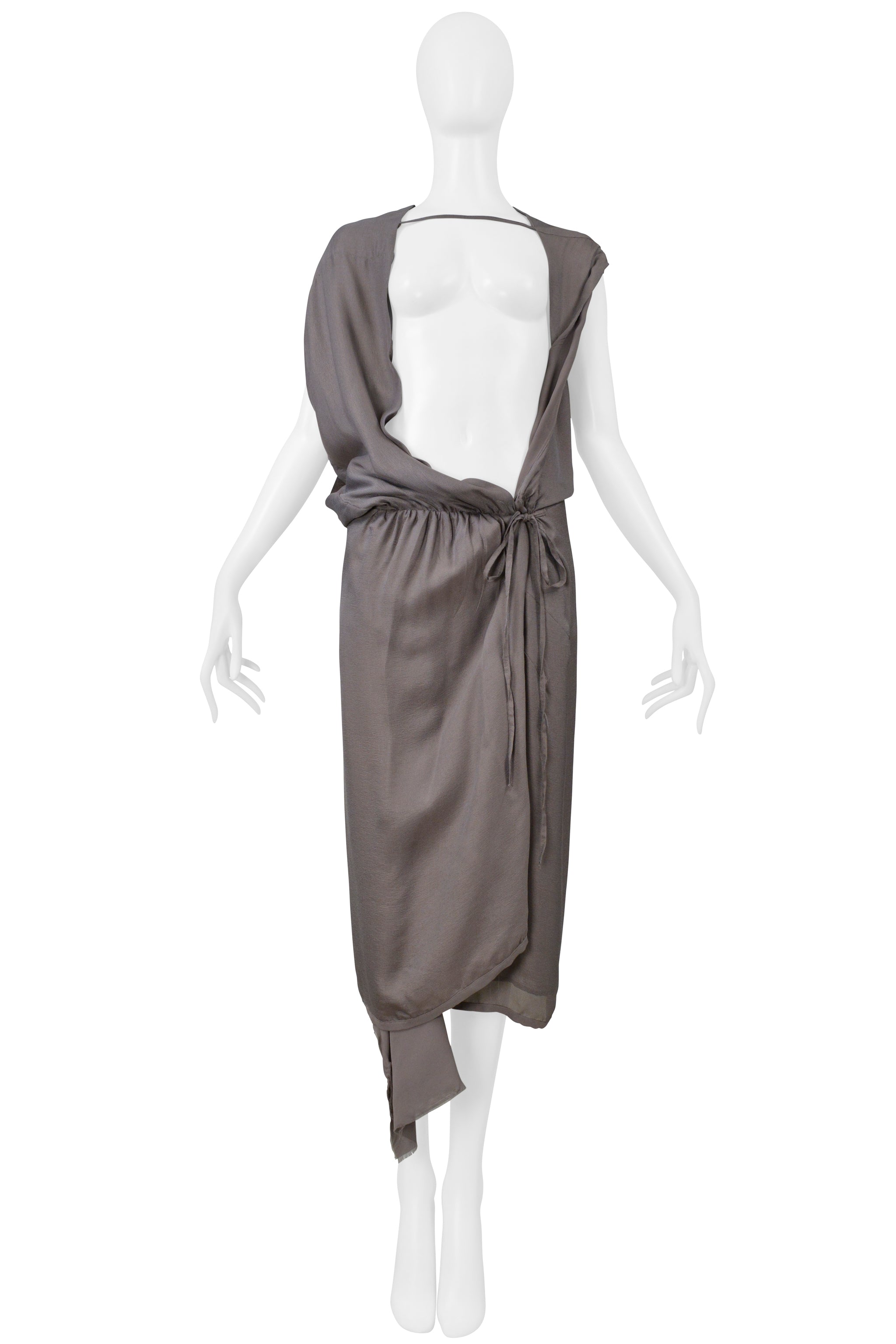 RICK OWENS ONION TONE SILK WRAP DRESS WITH OPEN FRONT 2004