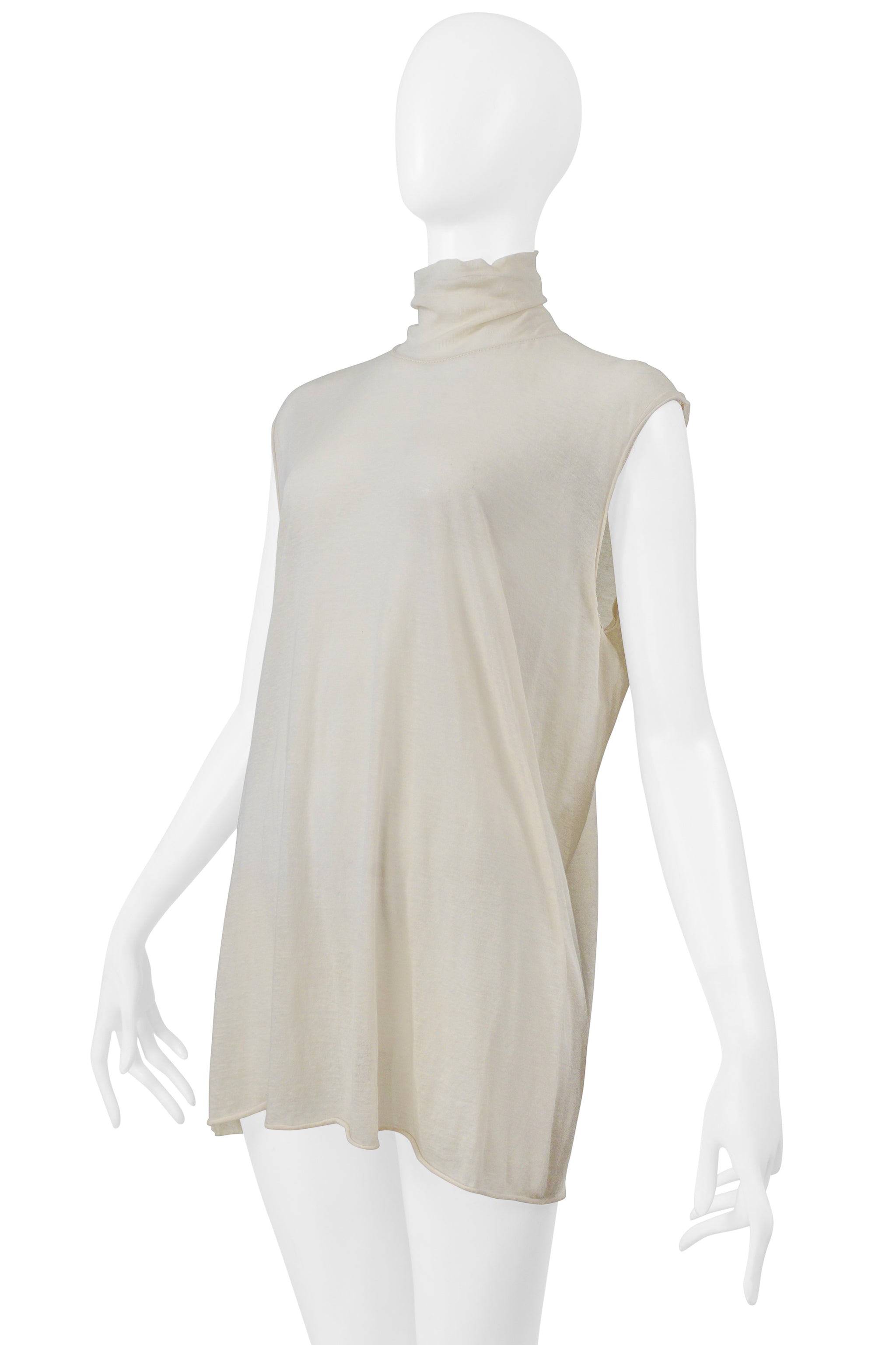 RICK OWENS OFF WHITE KNIT TOP WITH HIGH NECK 2004