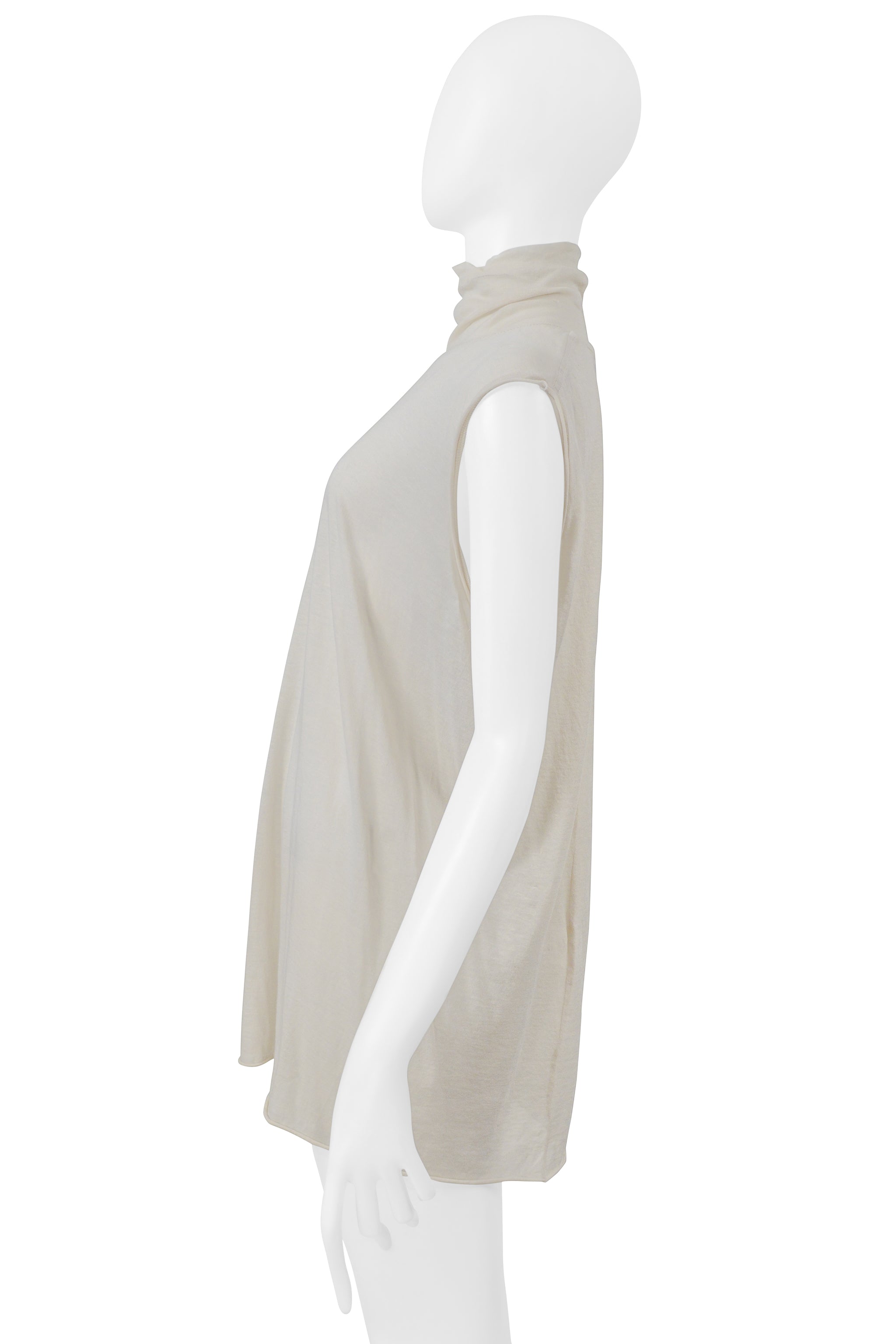 RICK OWENS OFF WHITE KNIT TOP WITH HIGH NECK 2004