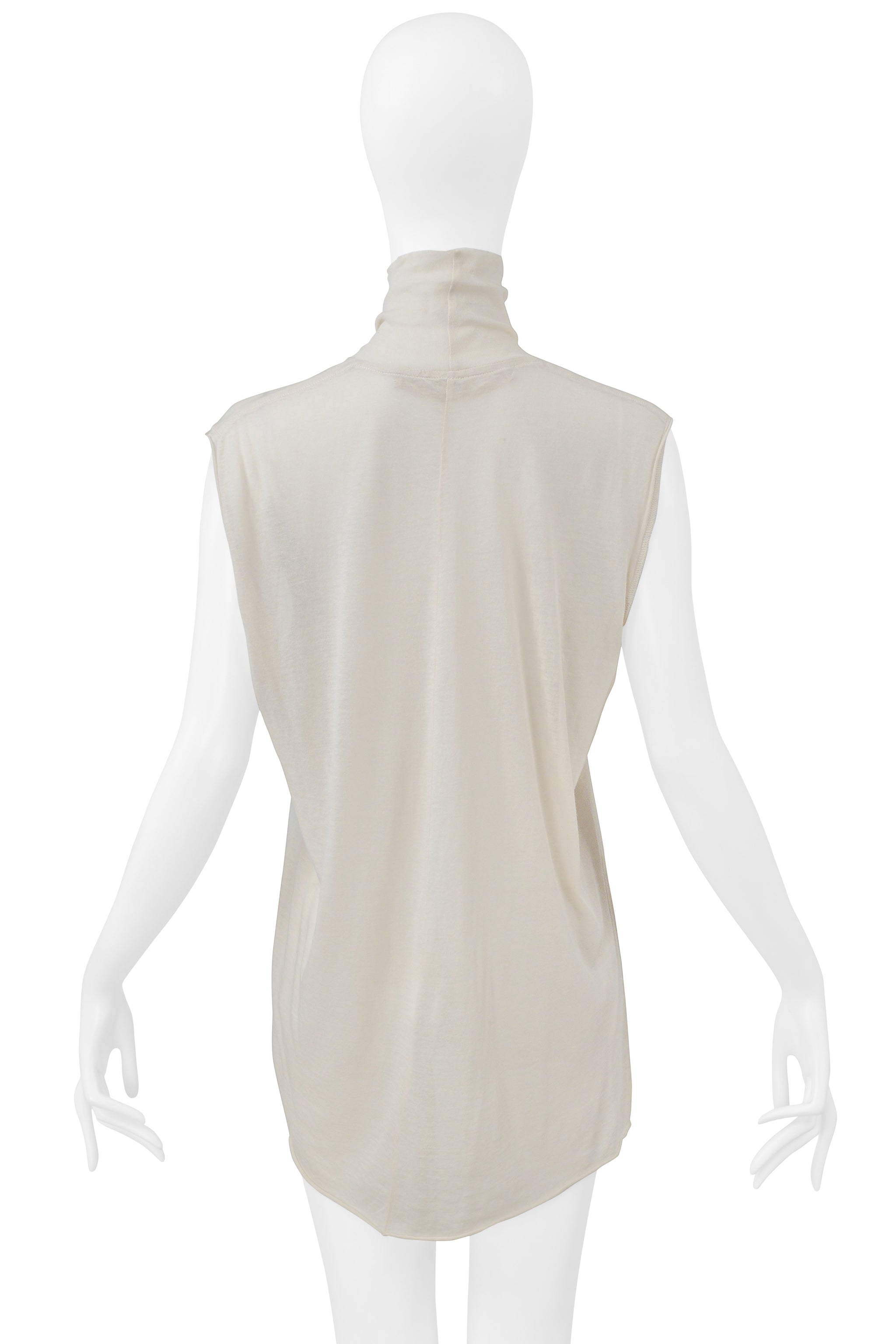 RICK OWENS OFF WHITE KNIT TOP WITH HIGH NECK 2004