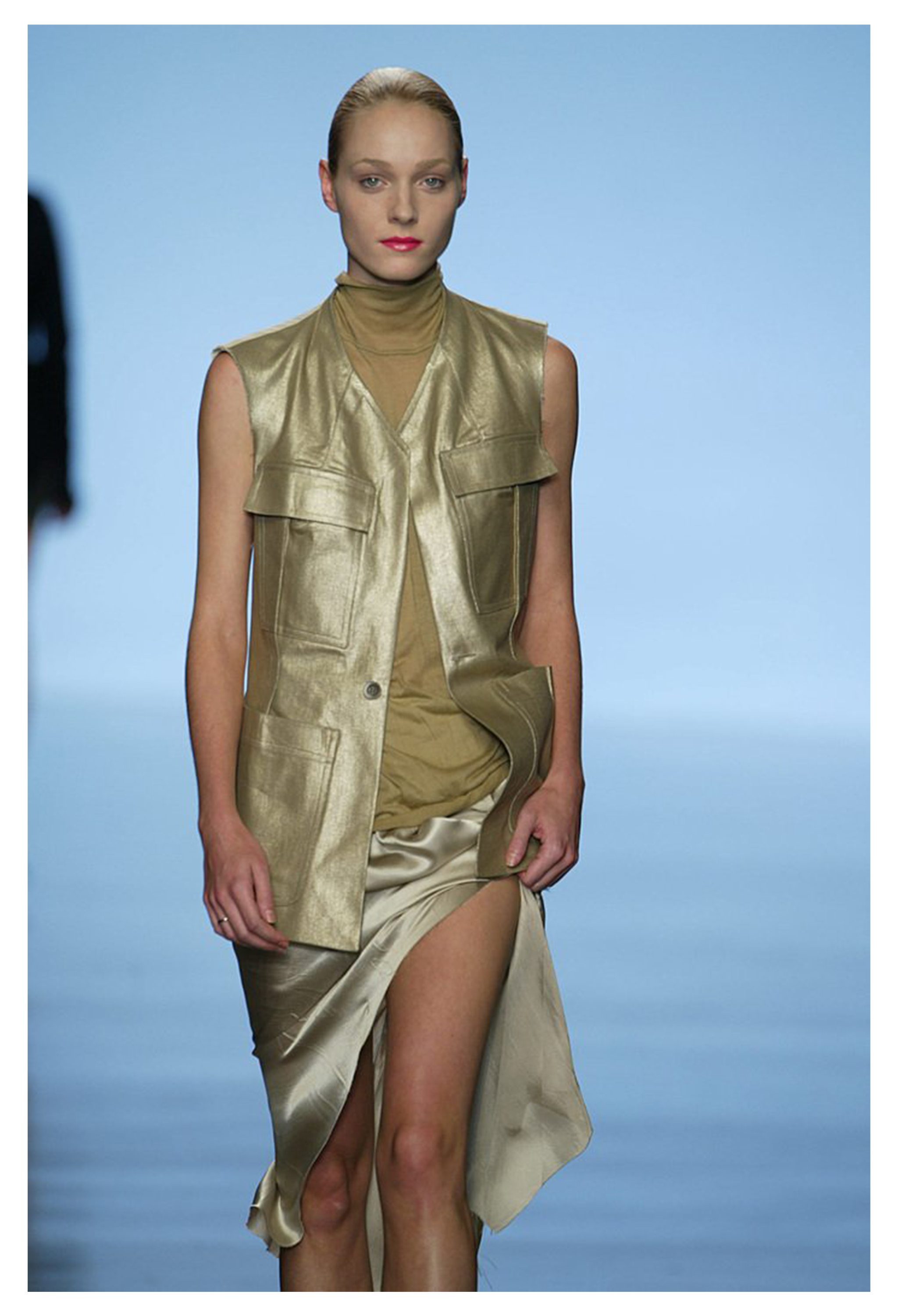 RICK OWENS OFF WHITE KNIT TOP WITH HIGH NECK 2004