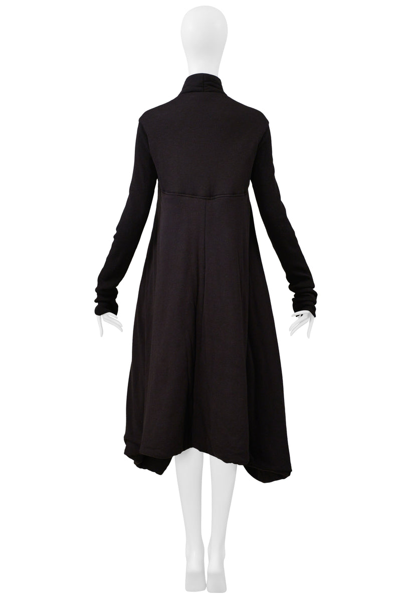 RICK OWENS "LILIES" BLACK BROWN PADDED COAT WITH TIE AW 2005