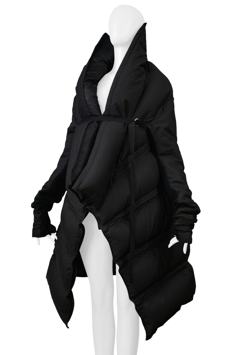 RICK OWENS BLACK SCULPTURAL PUFFER COAT AW 2006