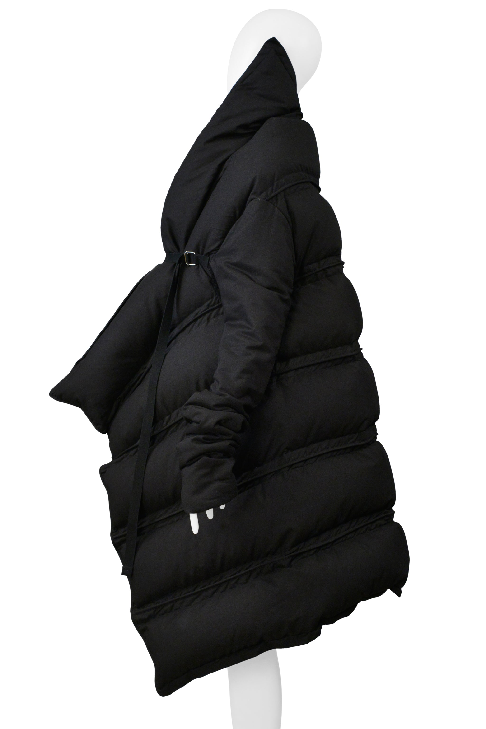 RICK OWENS BLACK SCULPTURAL PUFFER COAT AW 2006