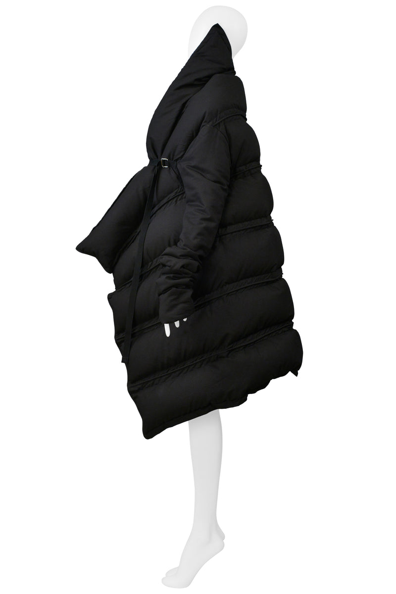 RICK OWENS BLACK SCULPTURAL PUFFER COAT AW 2006