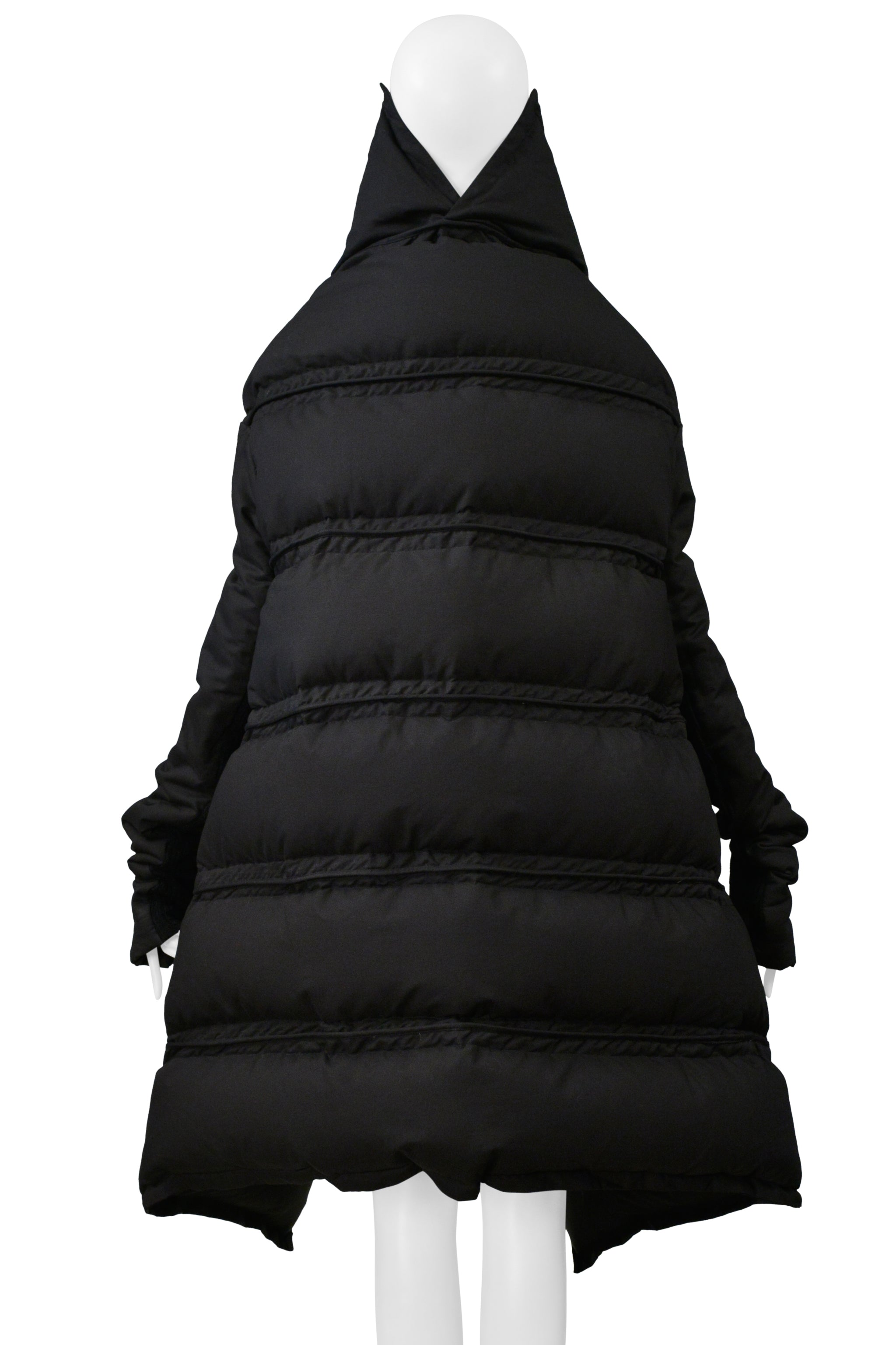 RICK OWENS BLACK SCULPTURAL PUFFER COAT AW 2006