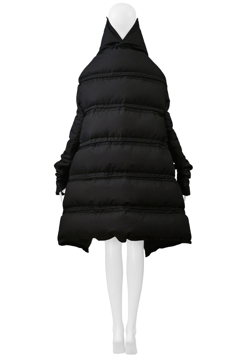 RICK OWENS BLACK SCULPTURAL PUFFER COAT AW 2006