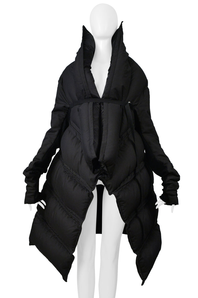 RICK OWENS BLACK SCULPTURAL PUFFER COAT AW 2006