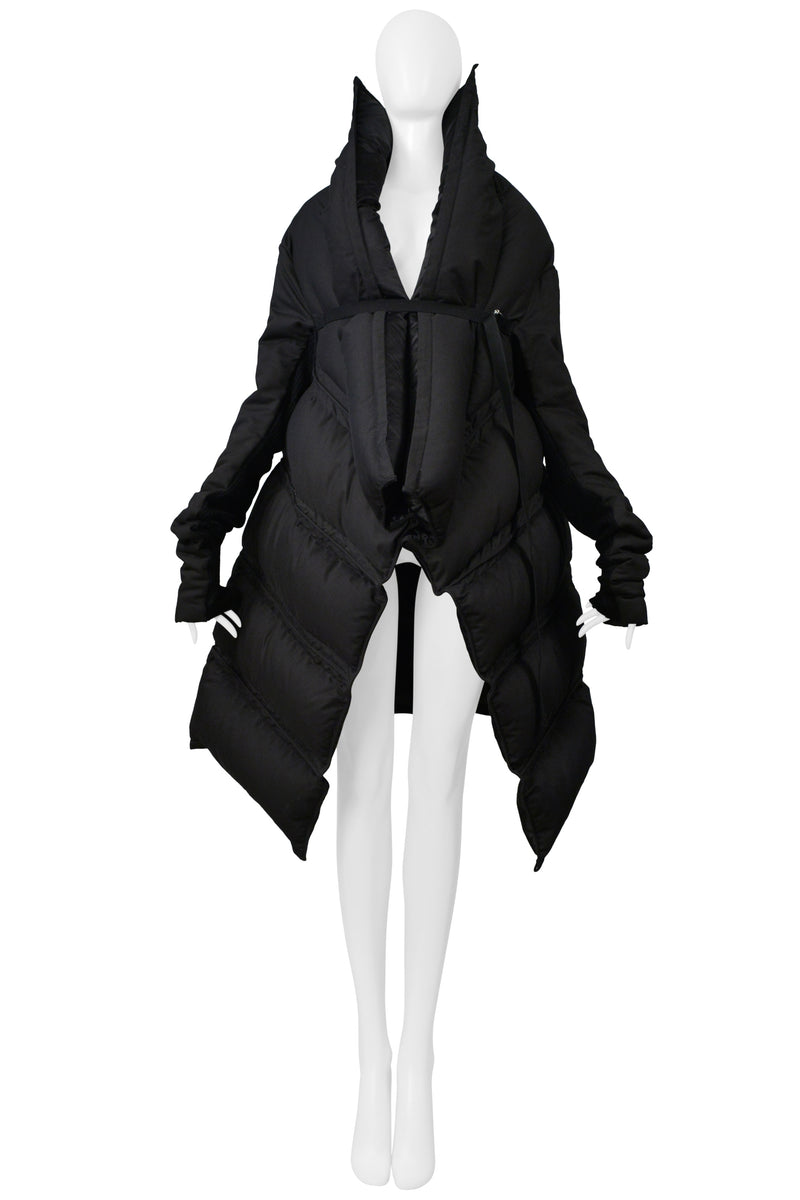 RICK OWENS BLACK SCULPTURAL PUFFER COAT AW 2006