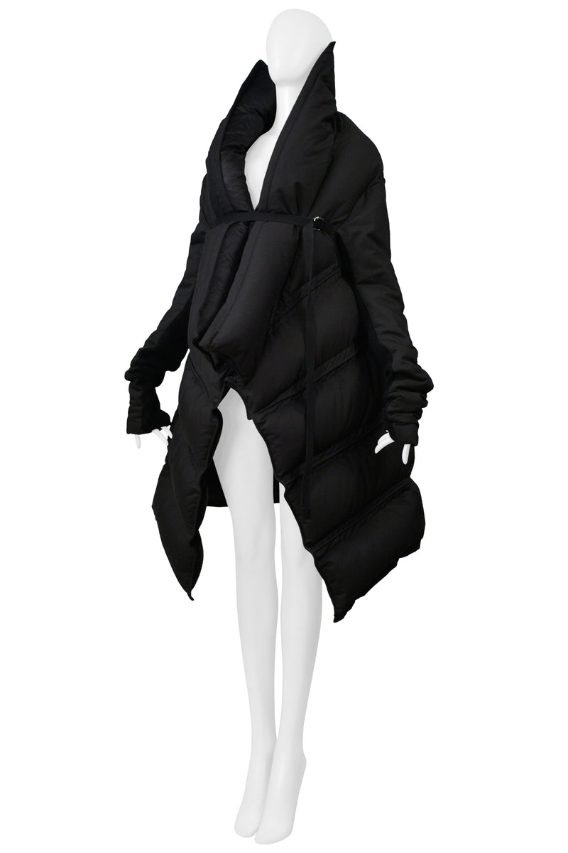 RICK OWENS BLACK SCULPTURAL PUFFER COAT AW 2006