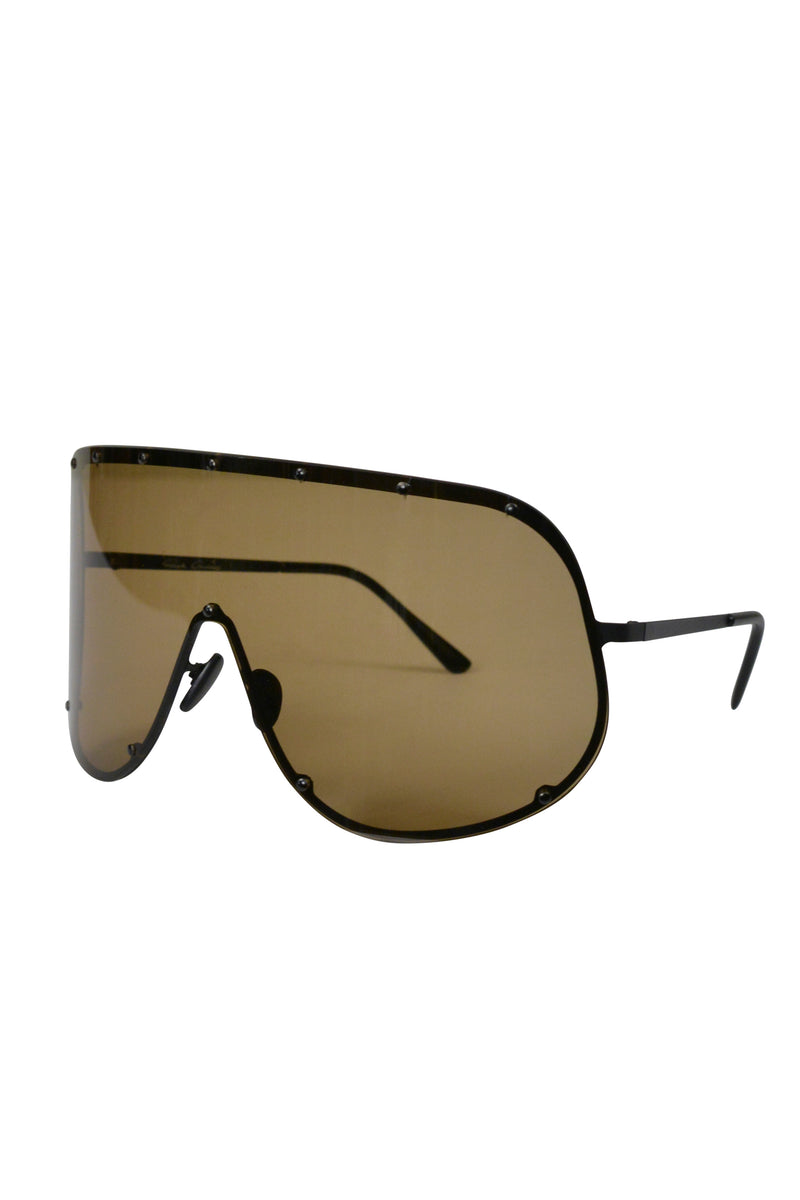 RICK OWENS BLACK OVERSIZED SHEILD SUNGLASSES