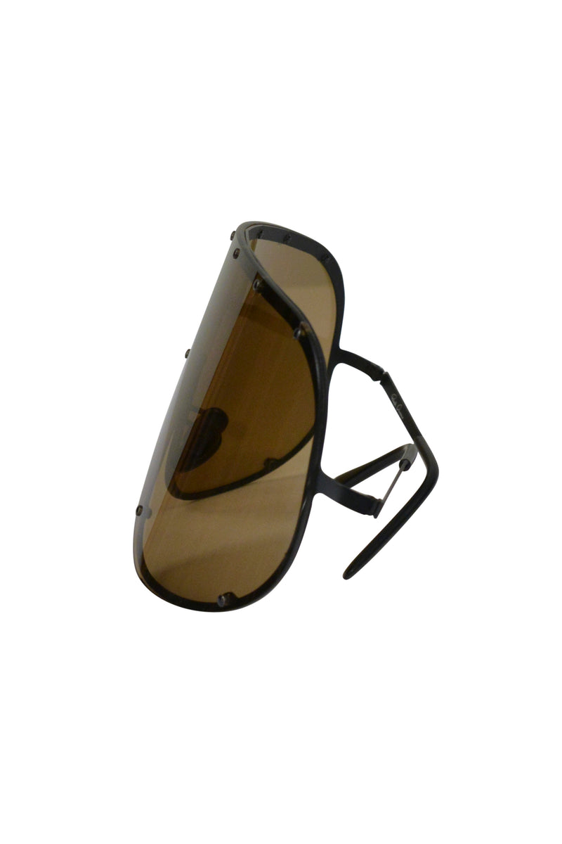 RICK OWENS BLACK OVERSIZED SHEILD SUNGLASSES