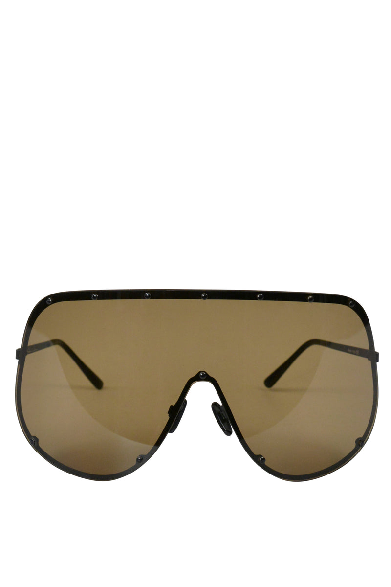 RICK OWENS BLACK OVERSIZED SHEILD SUNGLASSES