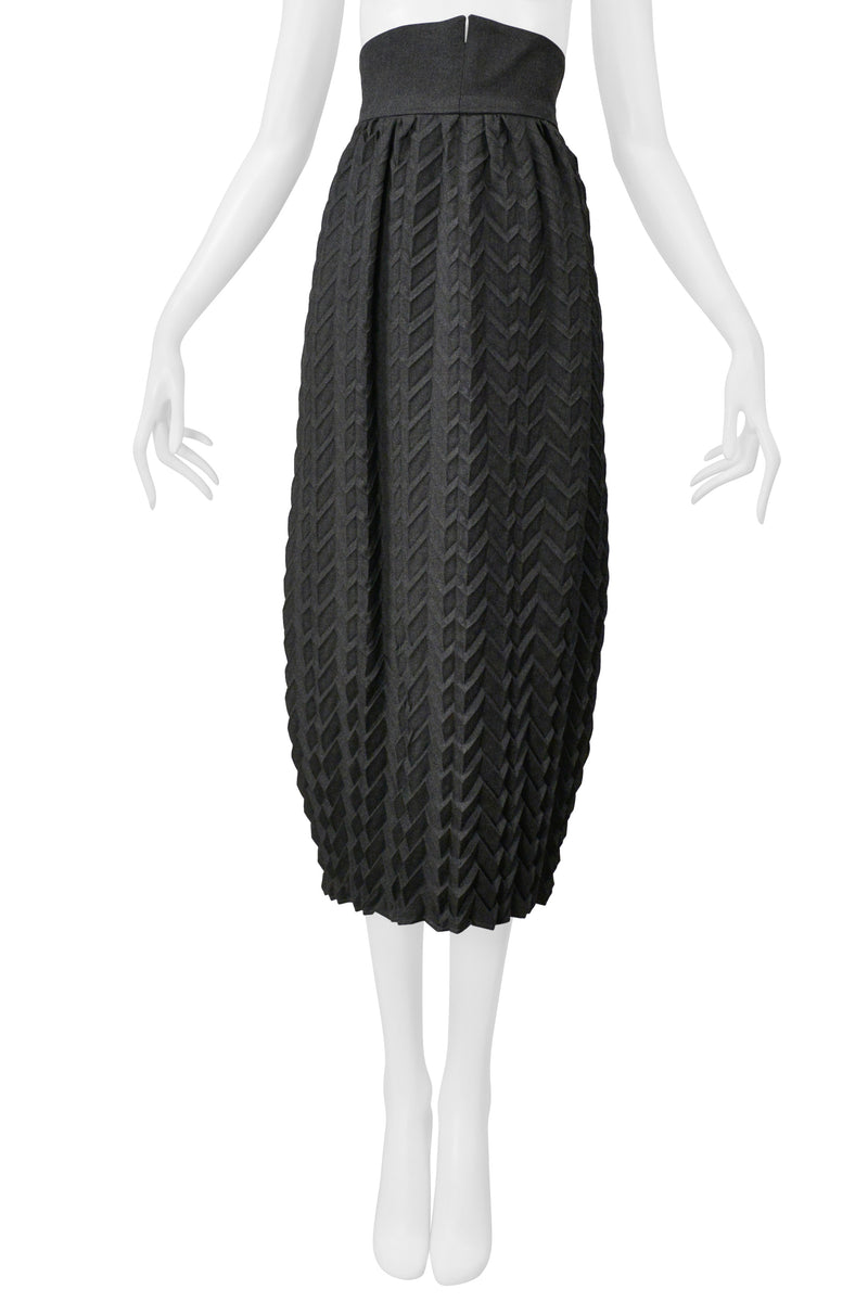 ROMEO GIGLI GREY LONG WOOL PLEATED SKIRT 1985
