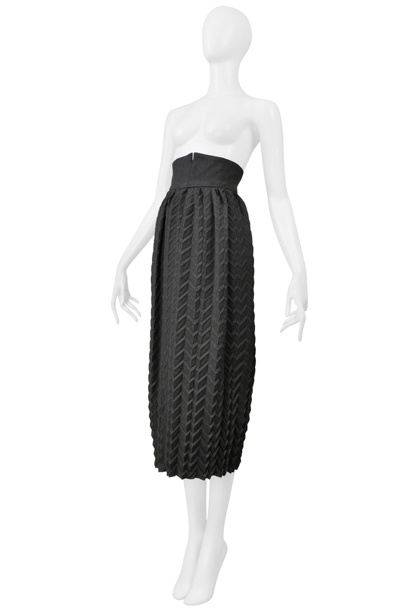 ROMEO GIGLI GREY LONG WOOL PLEATED SKIRT 1985