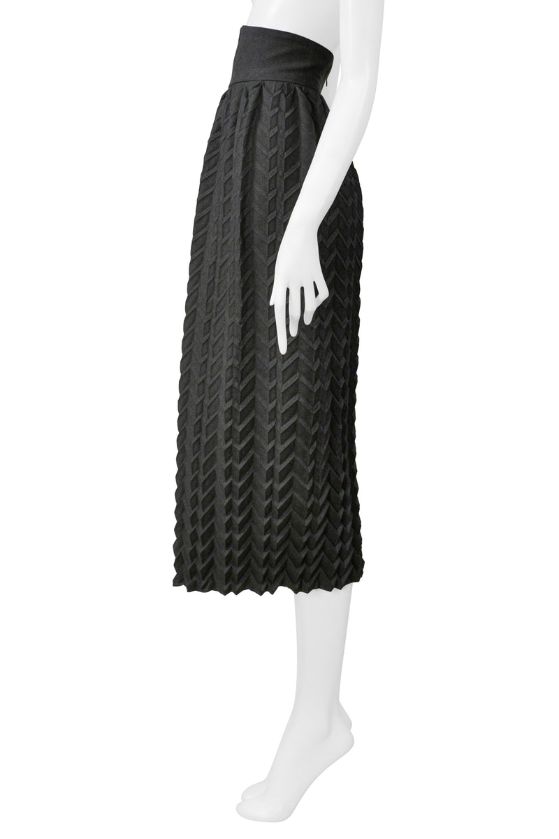 ROMEO GIGLI GREY LONG WOOL PLEATED SKIRT 1985