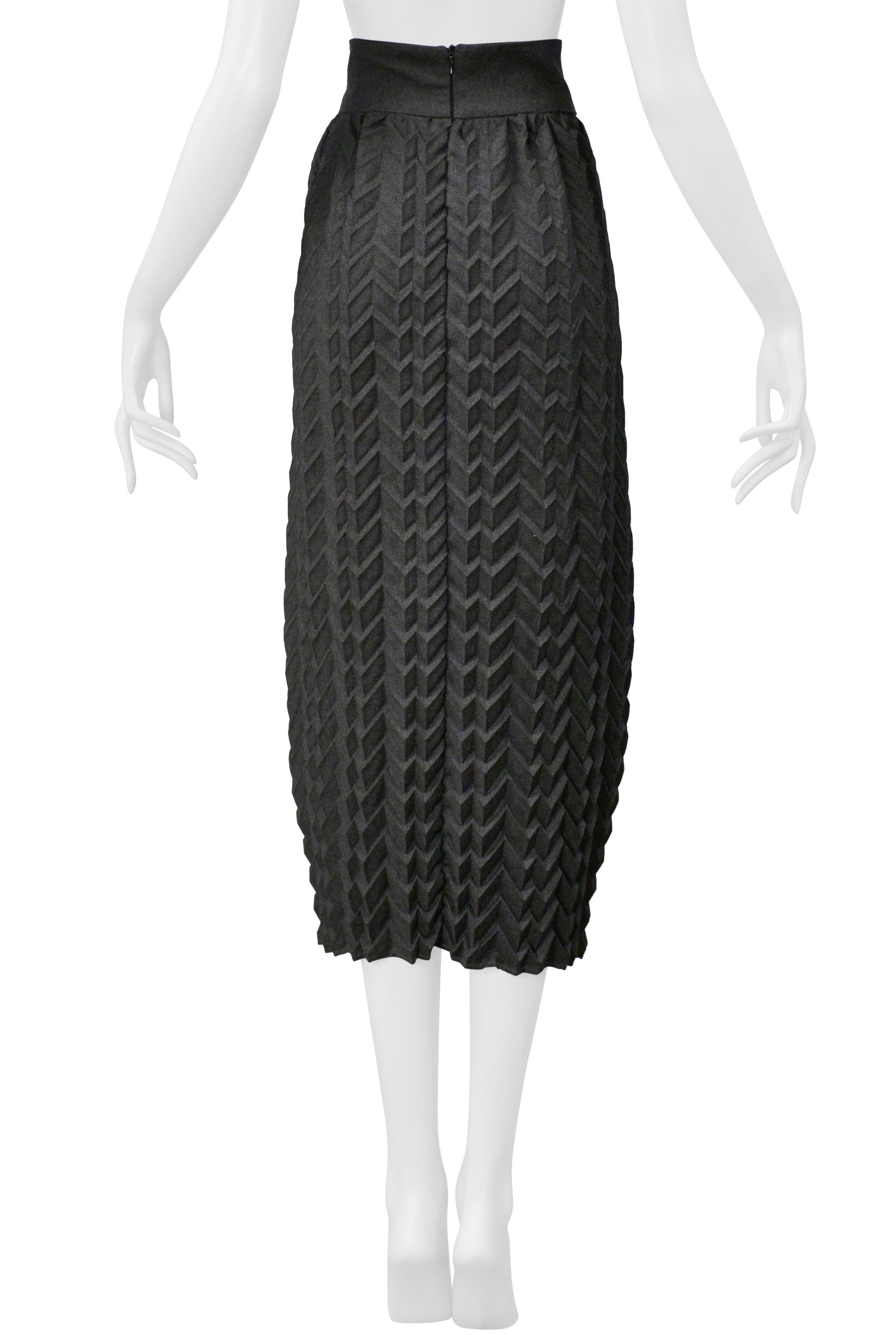 ROMEO GIGLI GREY LONG WOOL PLEATED SKIRT 1985