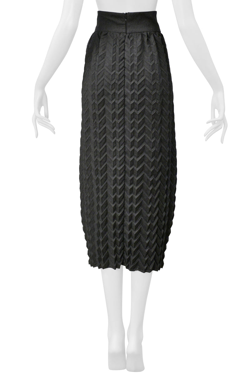 ROMEO GIGLI GREY LONG WOOL PLEATED SKIRT 1985